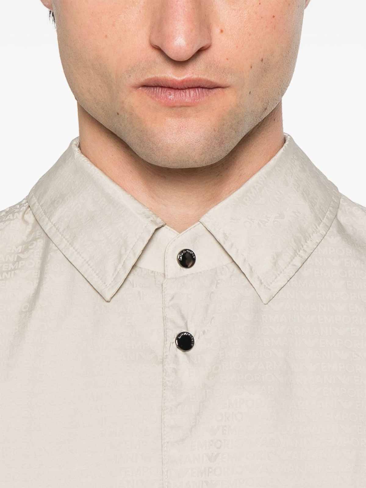 Emporio Armani Nylon Jacket With Adjustable Hem And Detachable Hood In Neutral