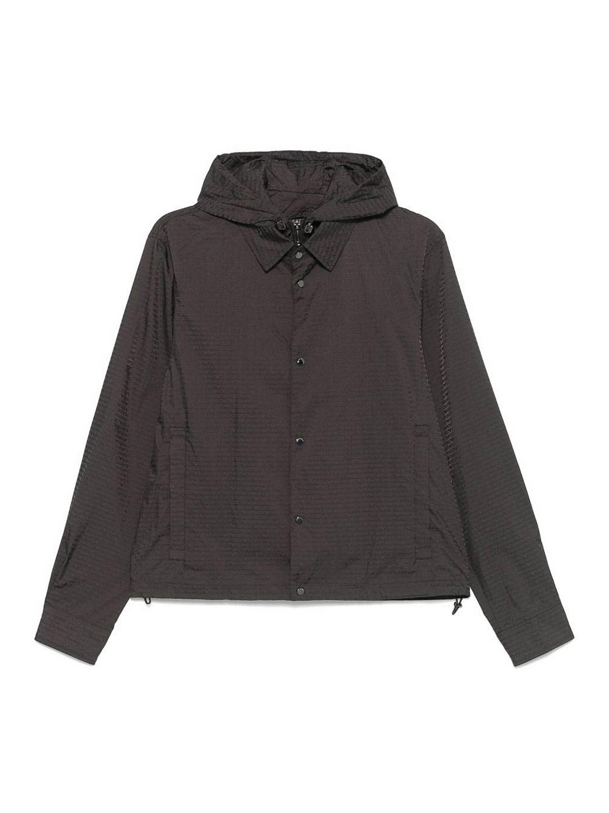 Emporio Armani Adjustable Cuffs Hooded Jacket With Side Pockets In Brown
