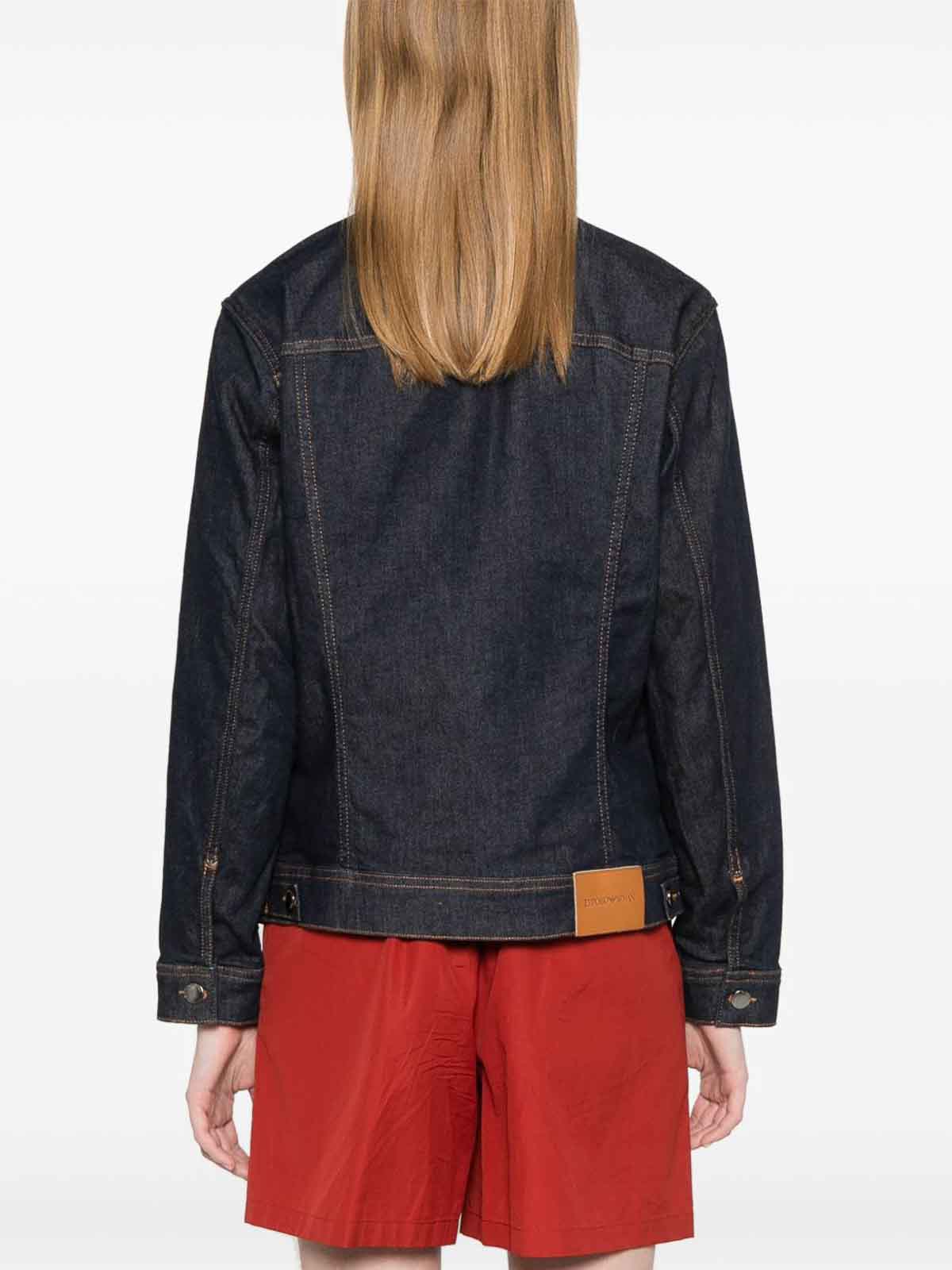 Emporio Armani Cotton Denim Jacket With Buttoned Cuffs In Blue