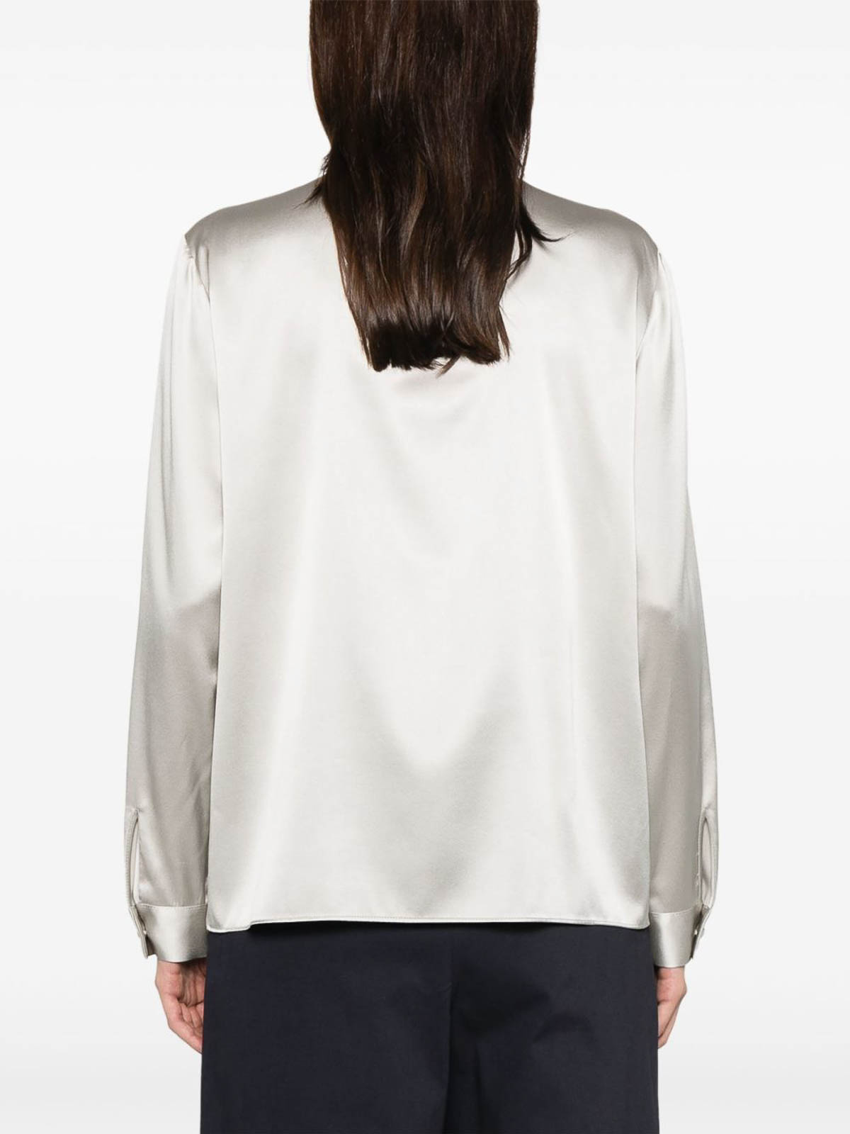 Emporio Armani Silk Shirt Satin Buttoned Cuffs In Gray