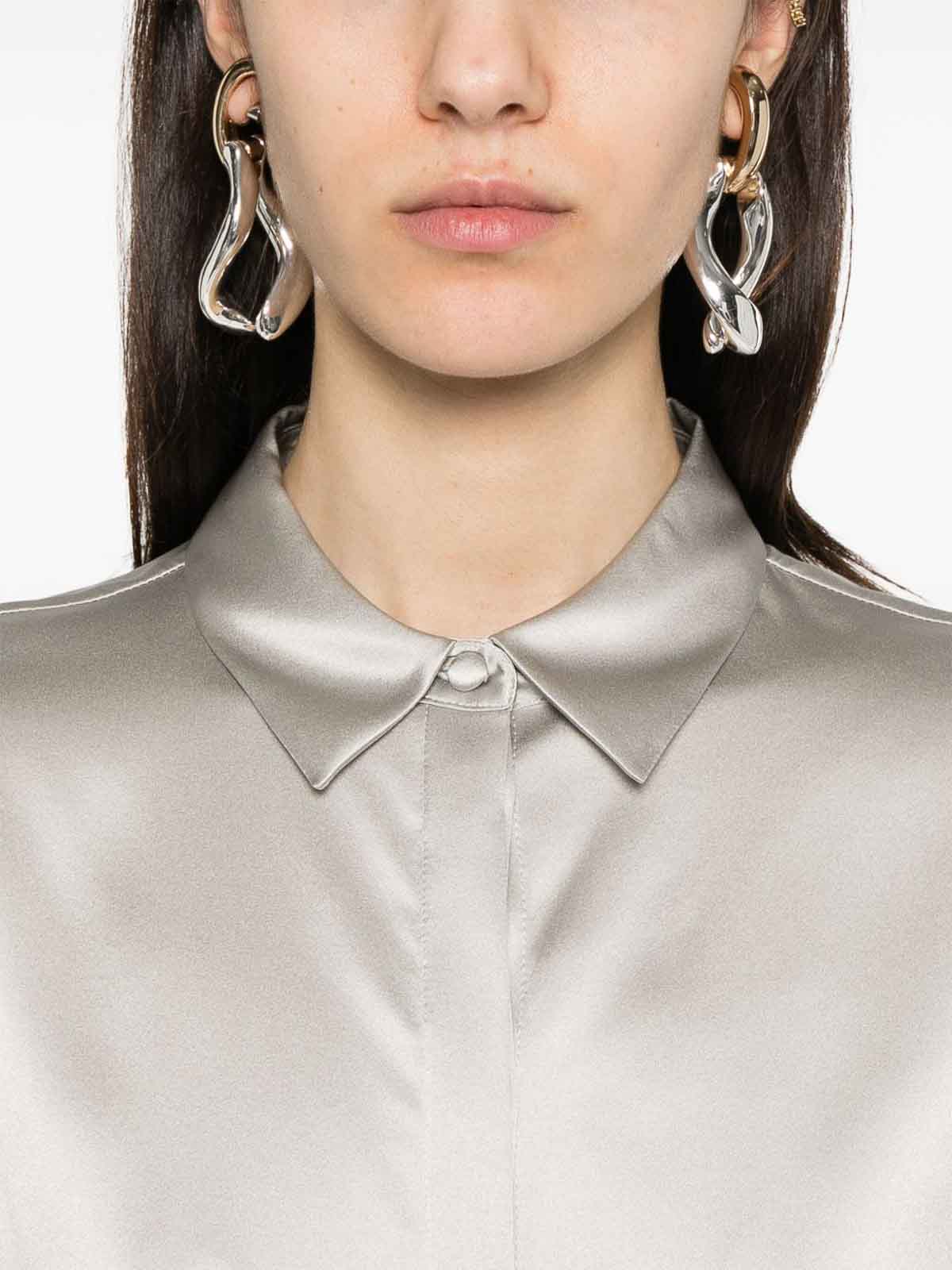 Emporio Armani Silk Shirt Satin Buttoned Cuffs In Gray