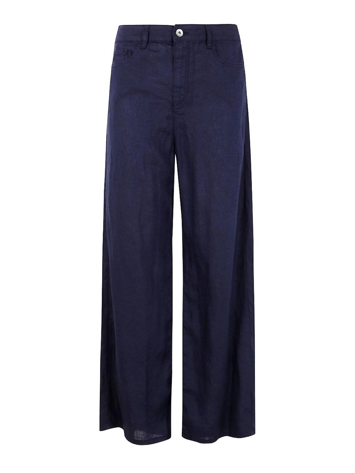 Emporio Armani Woman Pants Midnight Blue Size 27 Linen In Blue