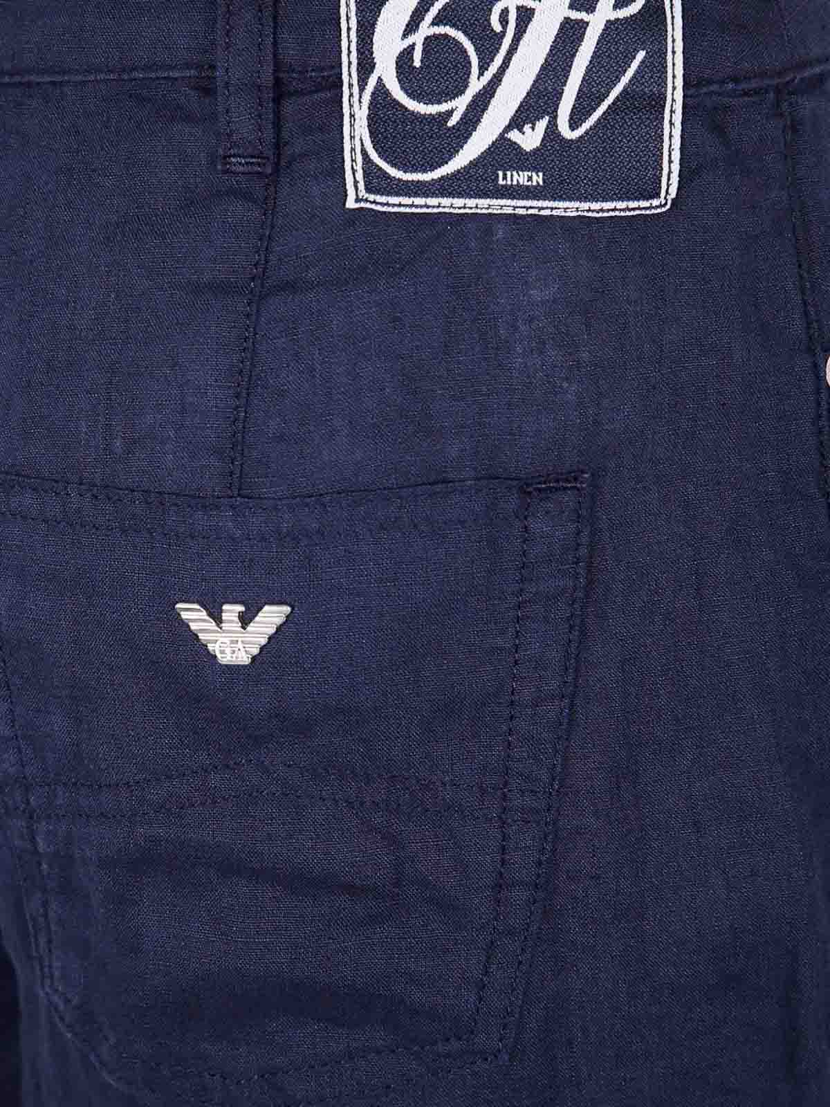 Emporio Armani Woman Pants Midnight Blue Size 27 Linen In Blue