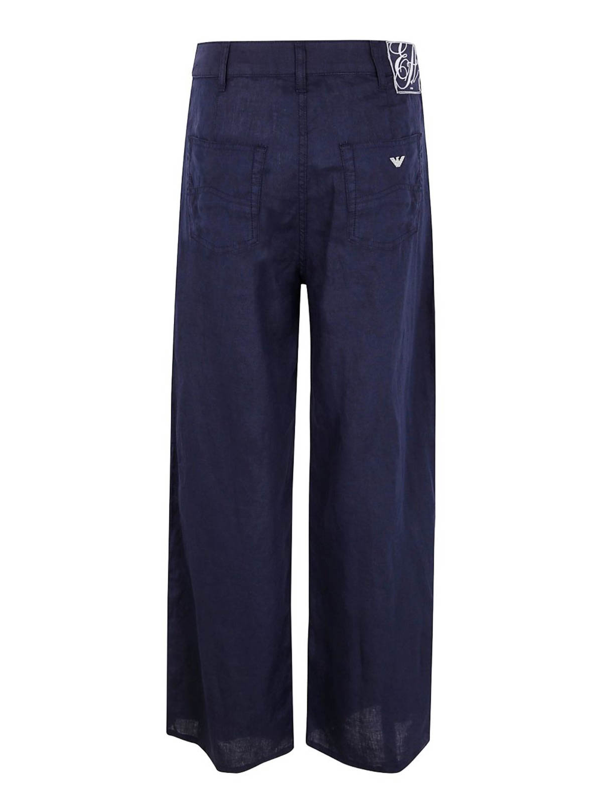 Emporio Armani Woman Pants Midnight Blue Size 27 Linen In Blue
