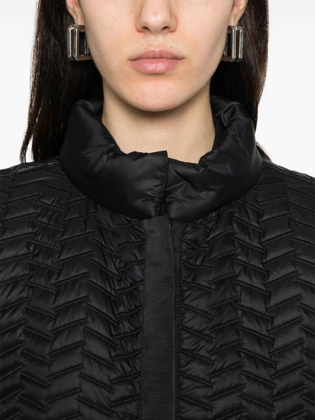 Emporio Armani Reversible Lightweight Quilted Nylon Puffer Jacket With Bell Sleeves In Black