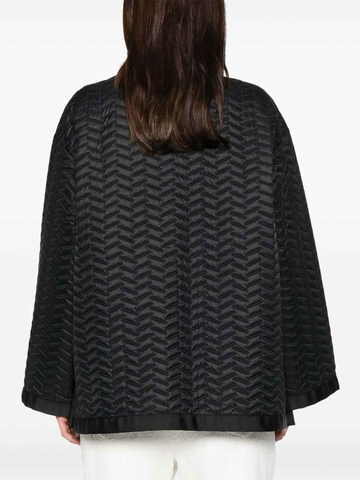 Emporio Armani Reversible Lightweight Quilted Nylon Puffer Jacket With Bell Sleeves In Black