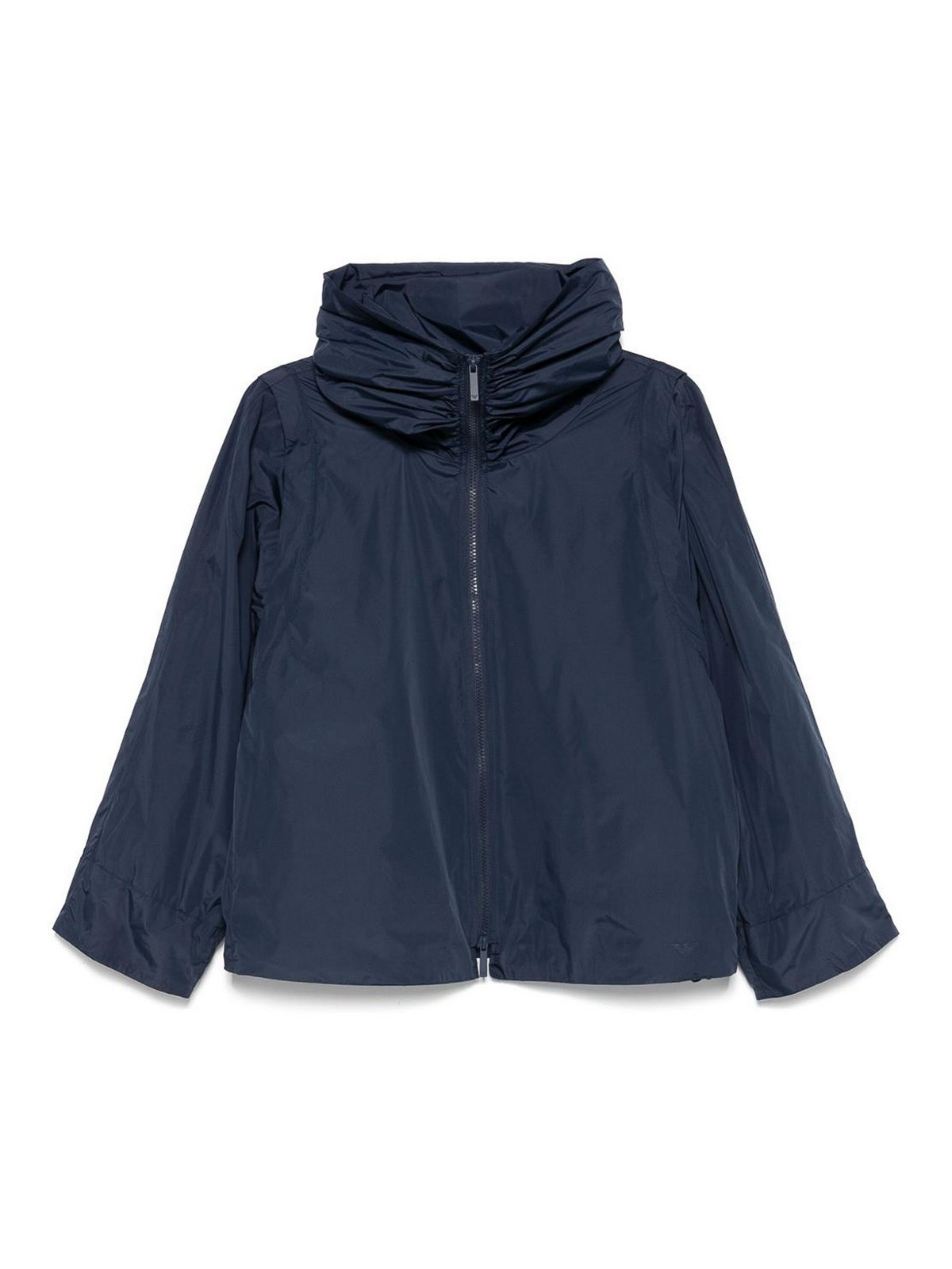 Emporio Armani Drawstring Hem Hooded Blouson Jacket In Blue