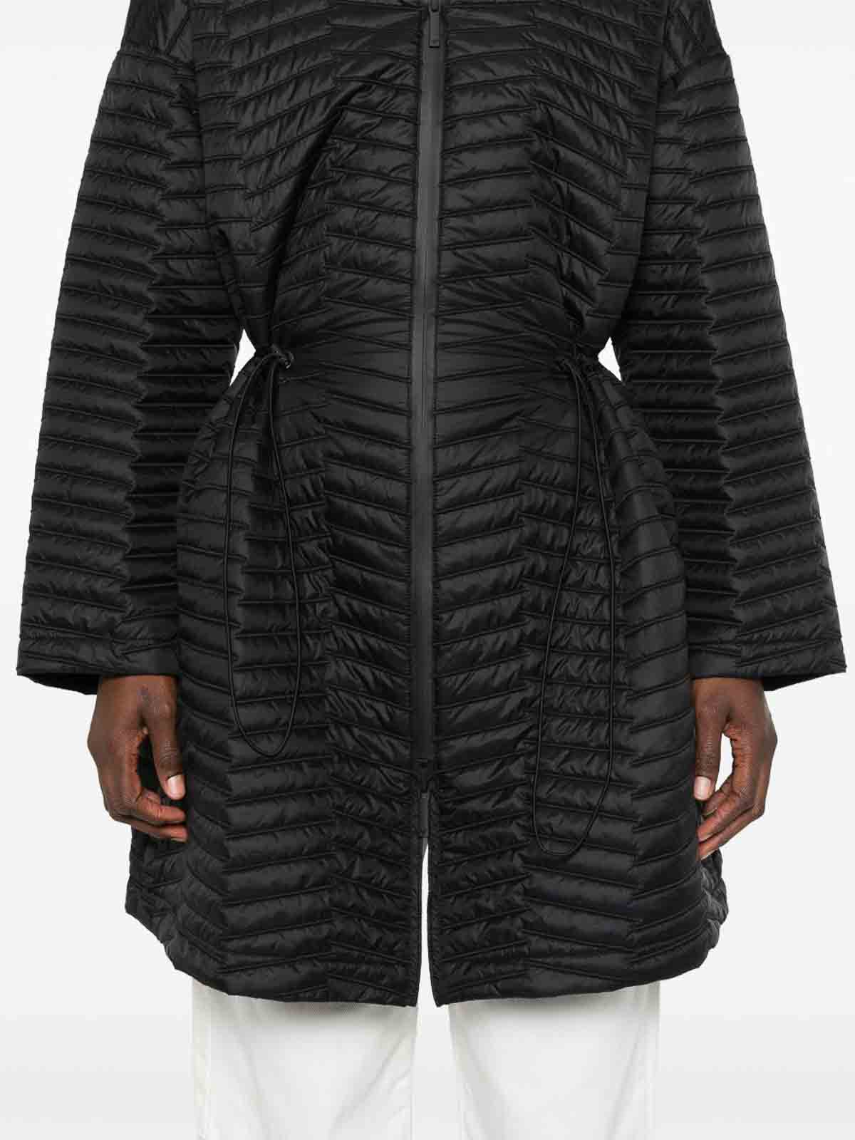 Emporio Armani Nylon Midi Coat In Black