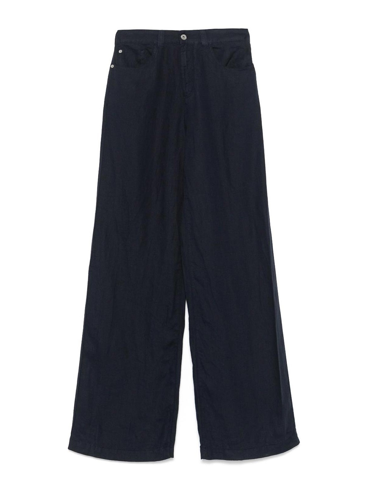 Emporio Armani Wide-leg Linen Trousers In Blue