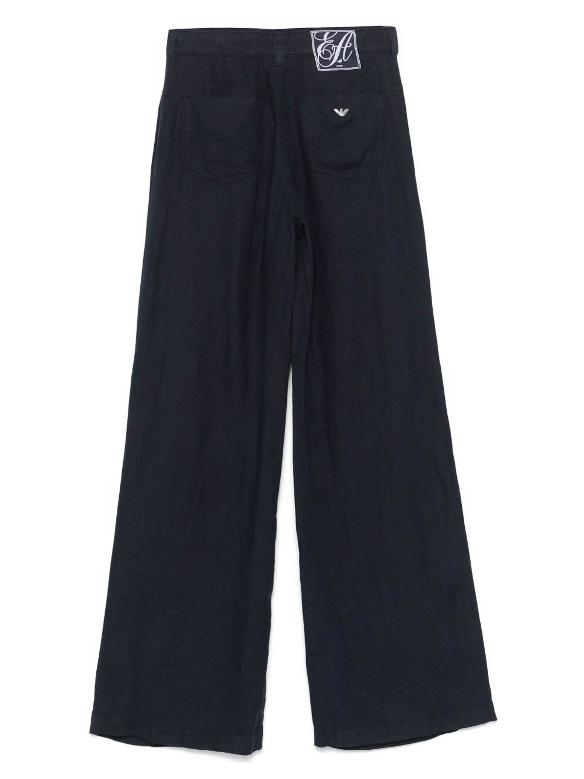 Emporio Armani Wide-leg Linen Trousers In Blue