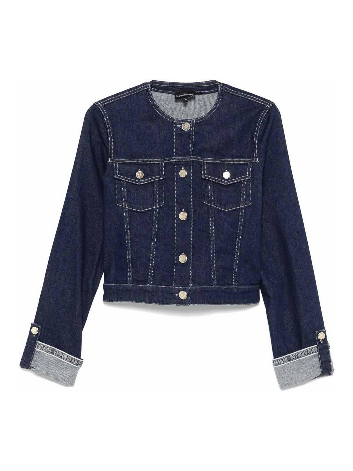 Emporio Armani Denim Cotton Jacket In Blue