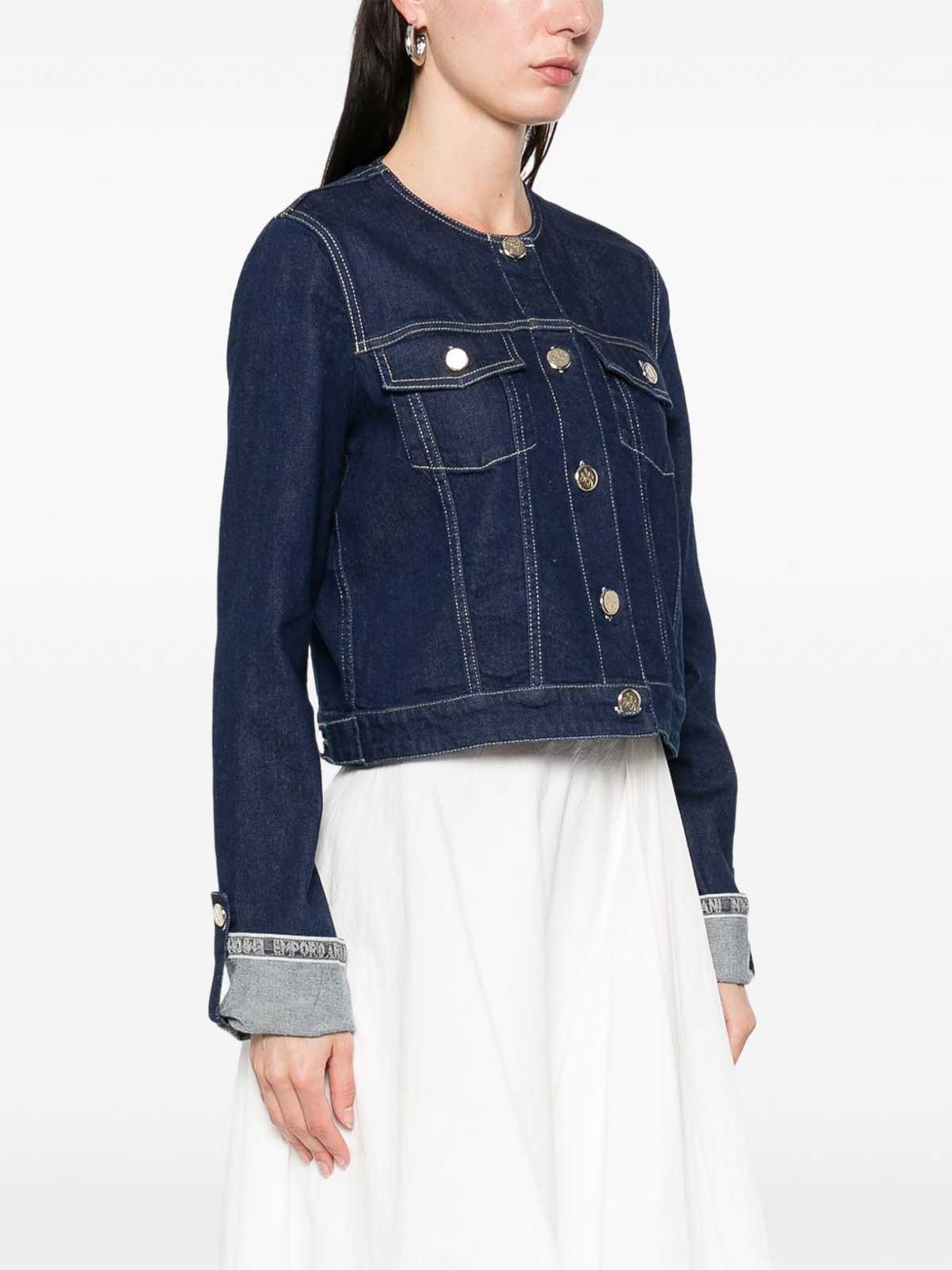 Emporio Armani Denim Cotton Jacket In Blue