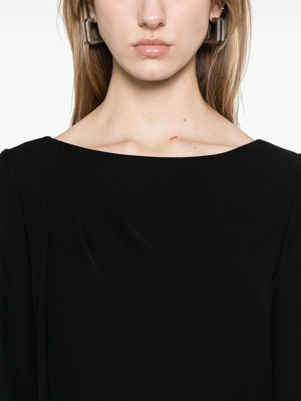 Emporio Armani Draped Short Dress Cuff Zips In Black