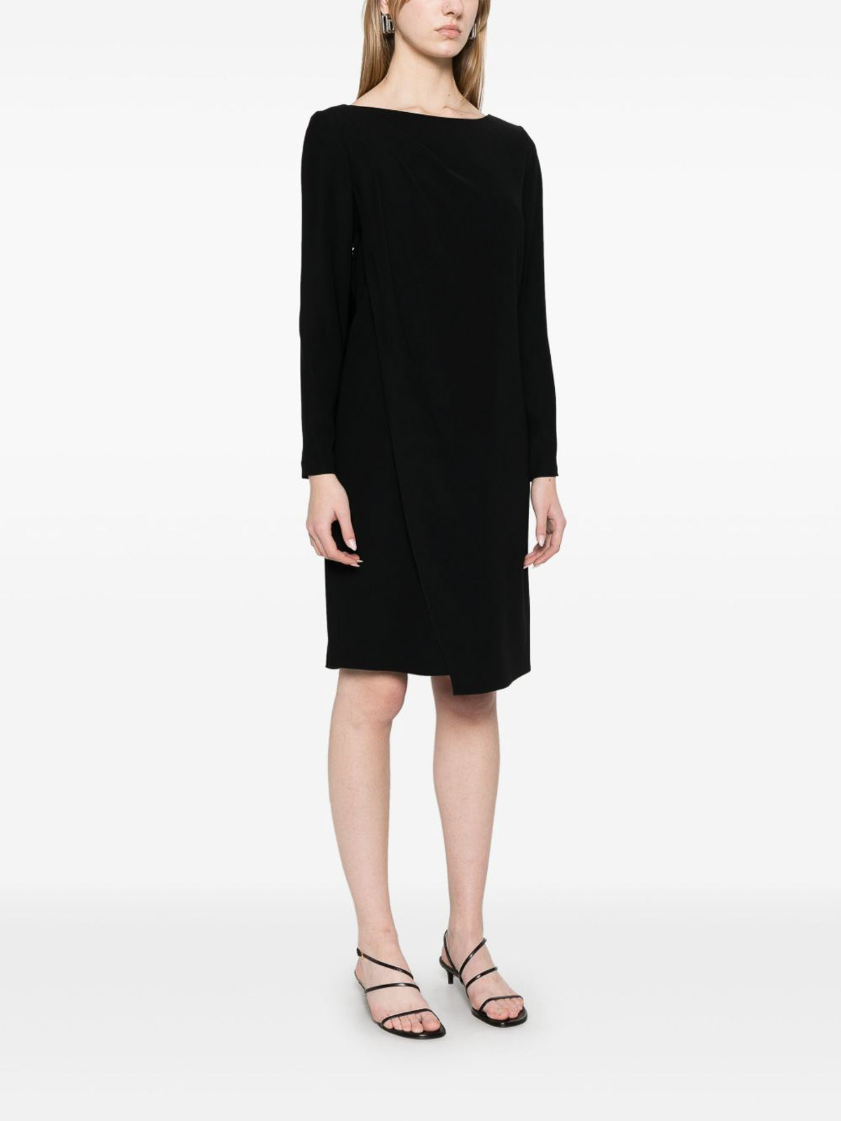 Emporio Armani Draped Short Dress Cuff Zips In Black
