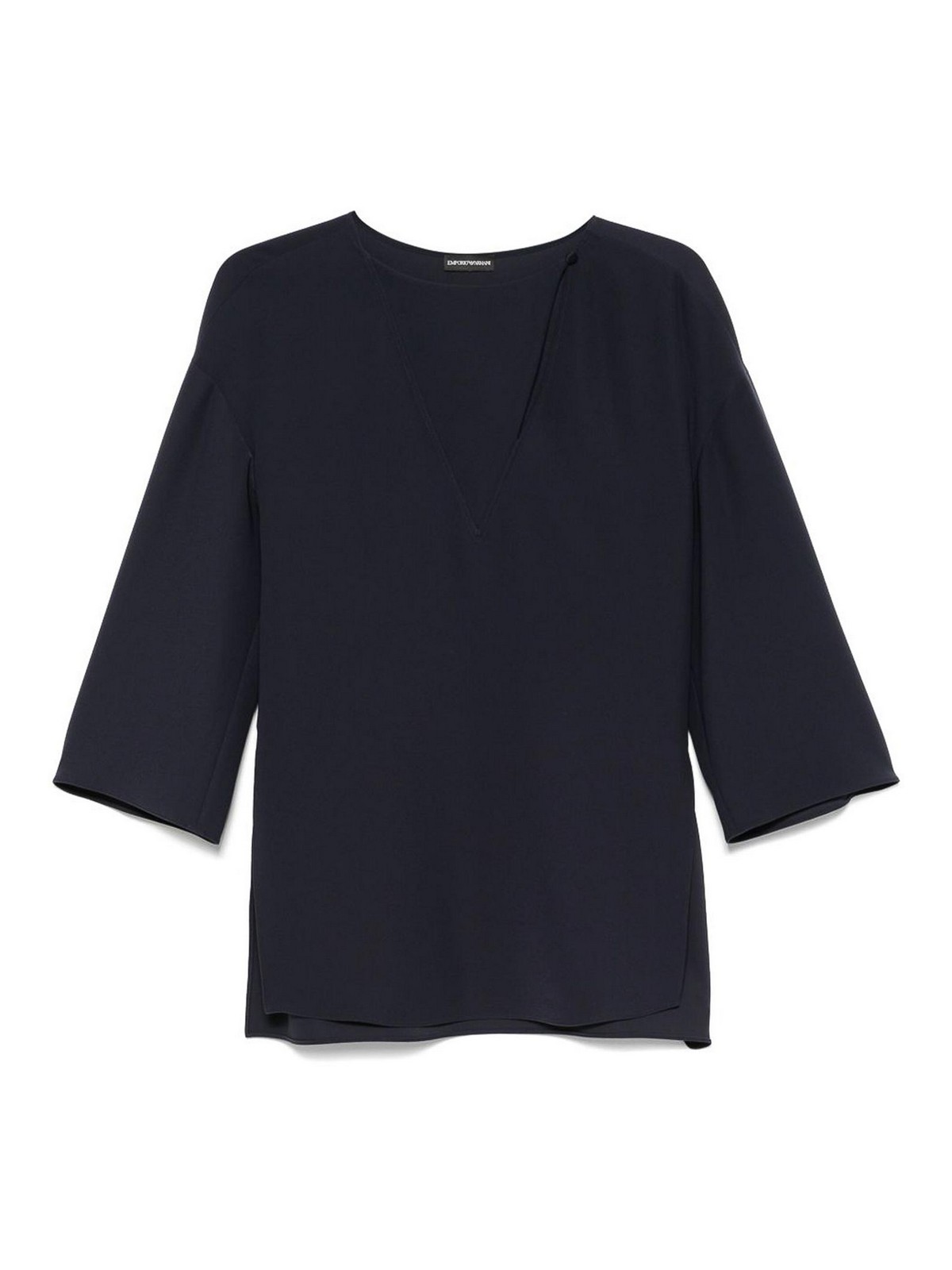 Emporio Armani Asv Recycled Cashmere Jumper With Kimono Sleeves In Blue