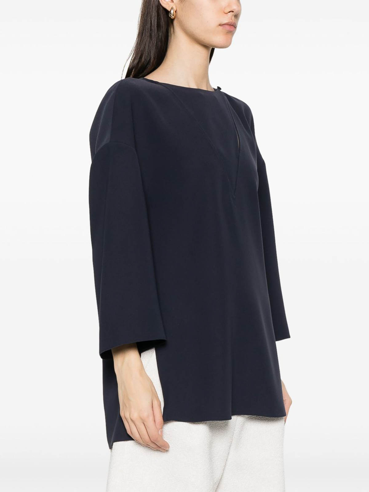 Emporio Armani Asv Recycled Cashmere Jumper With Kimono Sleeves In Blue