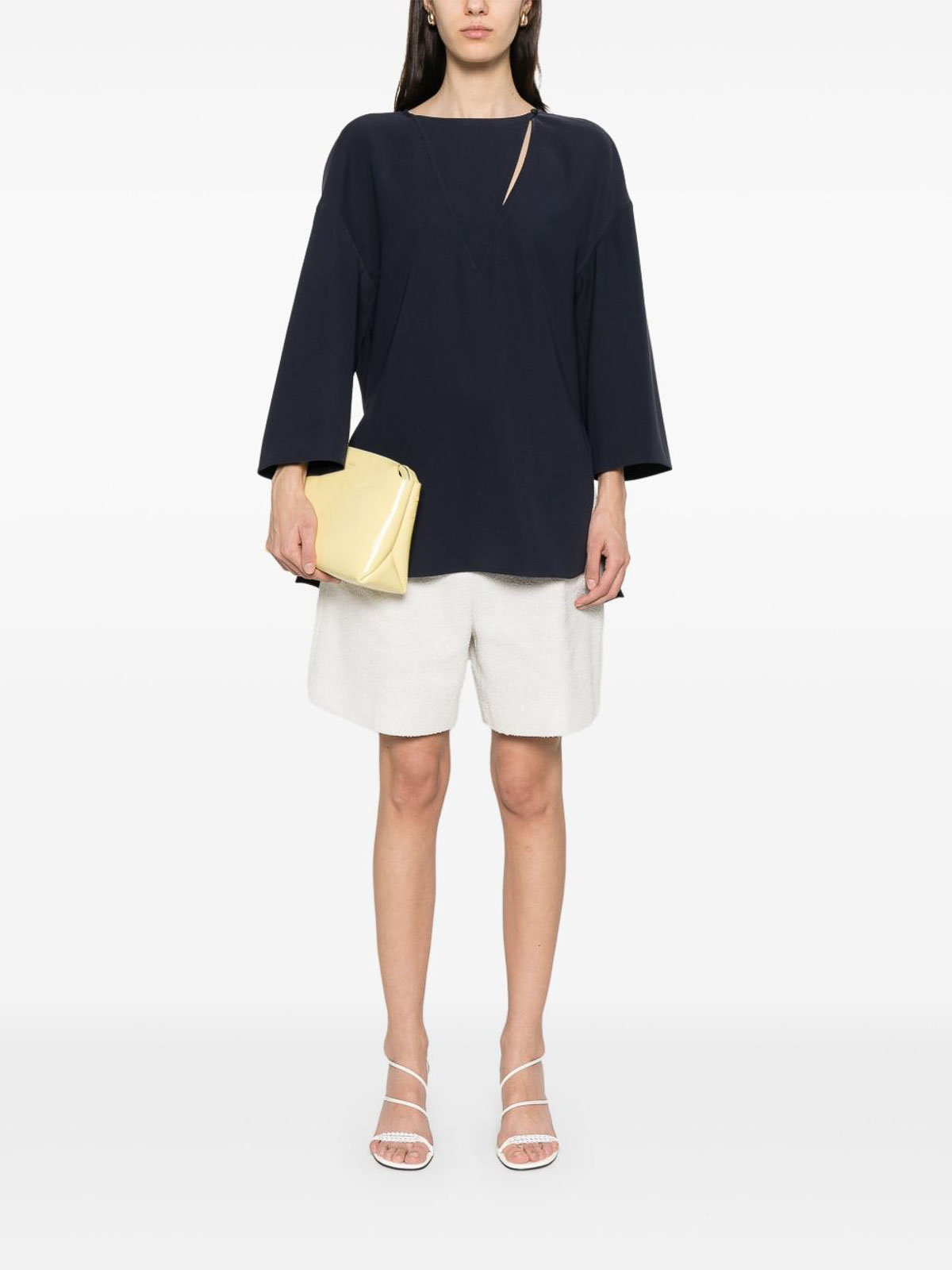 Emporio Armani Asv Recycled Cashmere Jumper With Kimono Sleeves In Blue