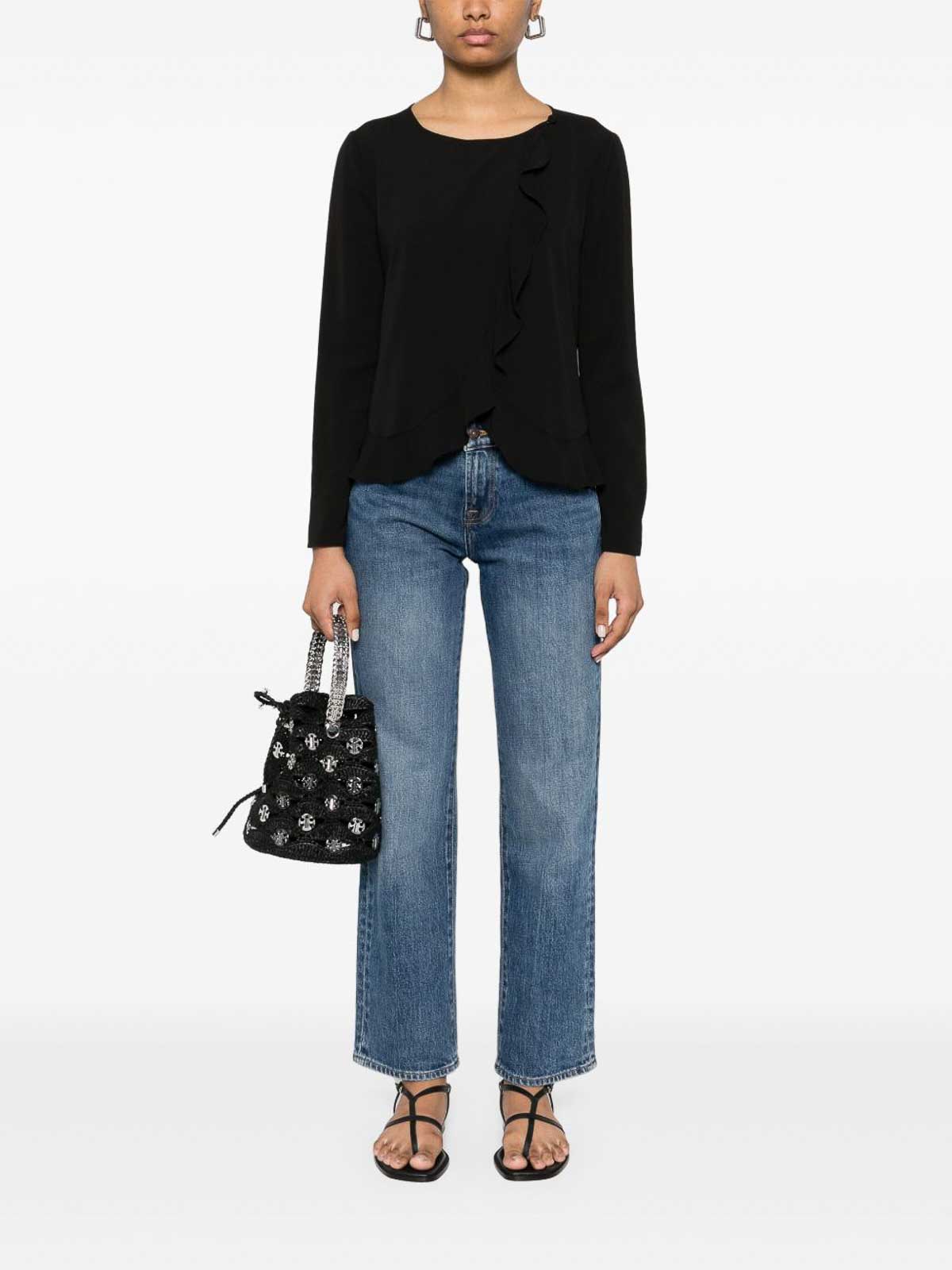 Emporio Armani Milano Stitch Shoulder Pads Jacket In Black