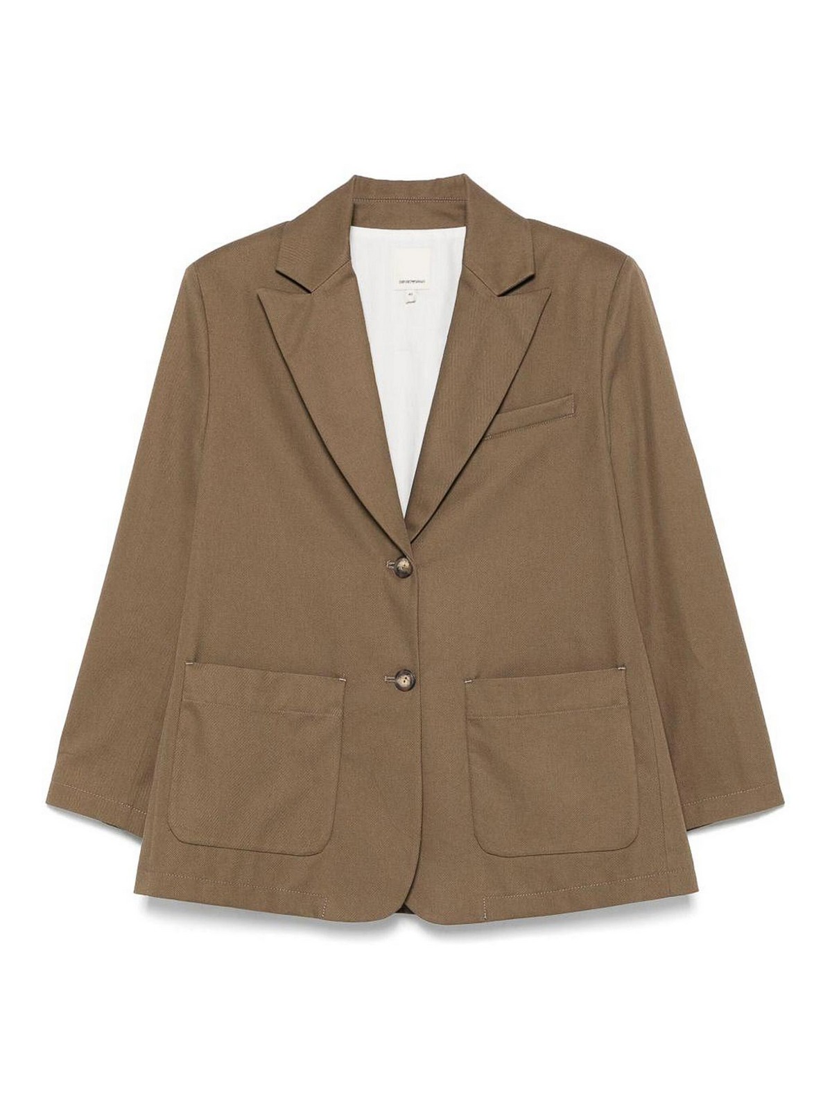 Emporio Armani Notch Lapel Single-breasted Coat With Rear Vents In Brown