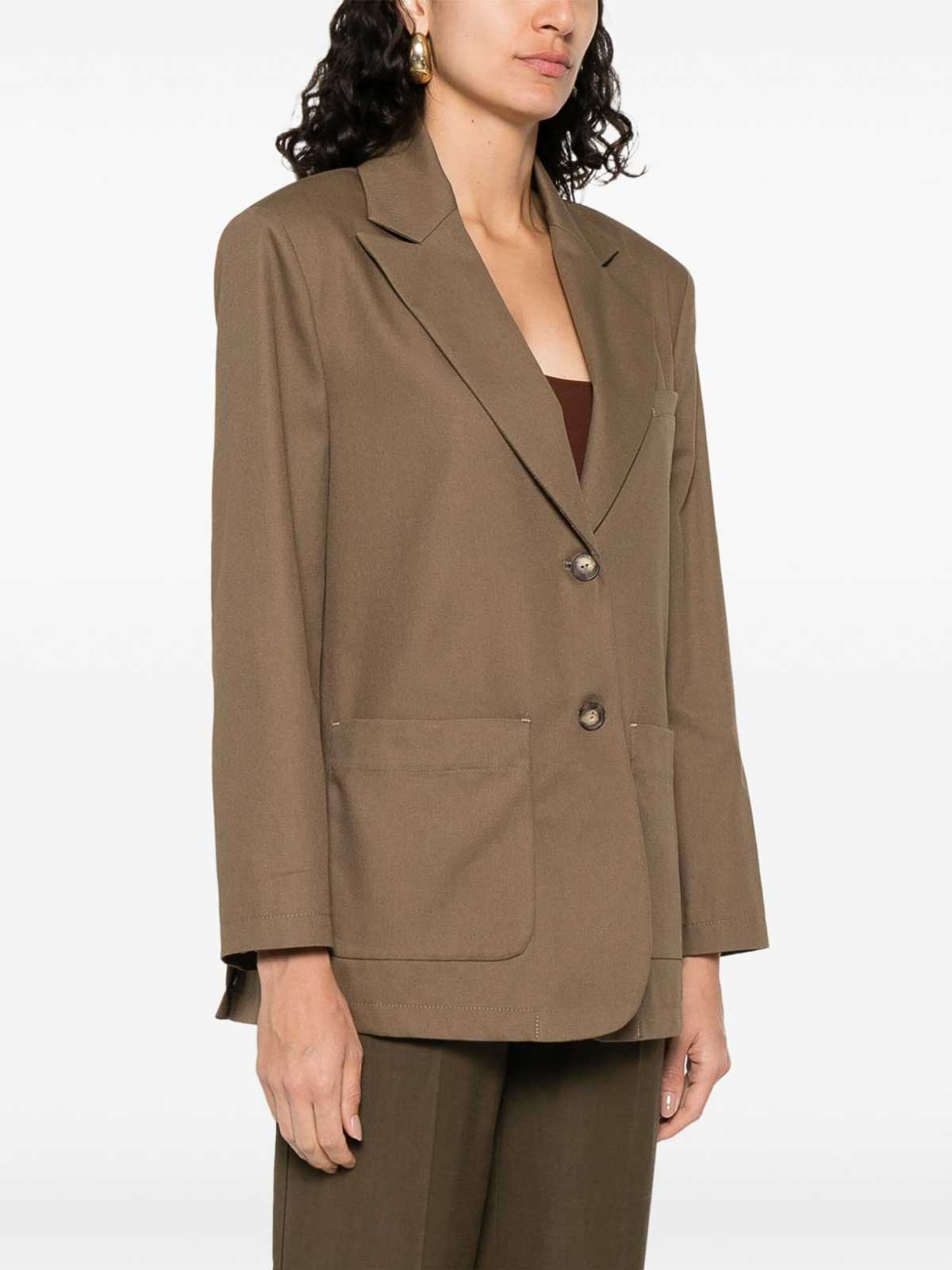 Emporio Armani Notch Lapel Single-breasted Coat With Rear Vents In Brown