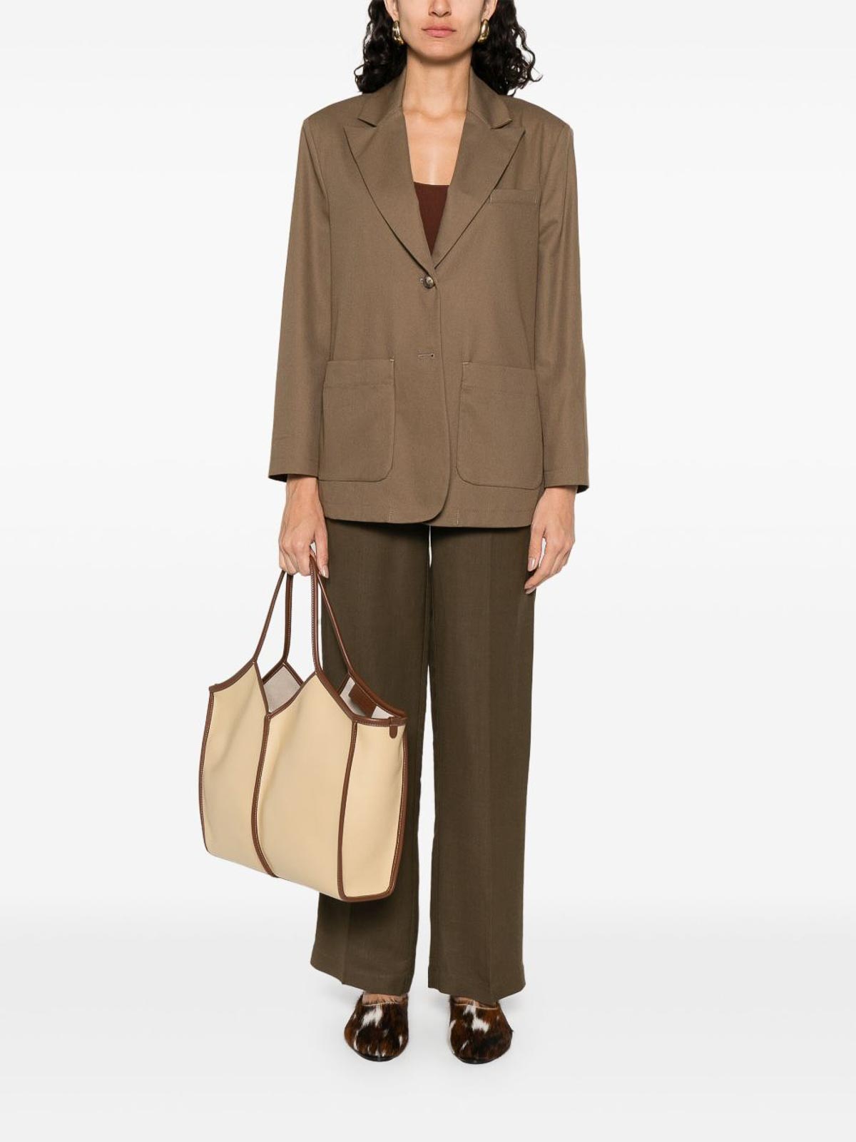 Emporio Armani Notch Lapel Single-breasted Coat With Rear Vents In Brown