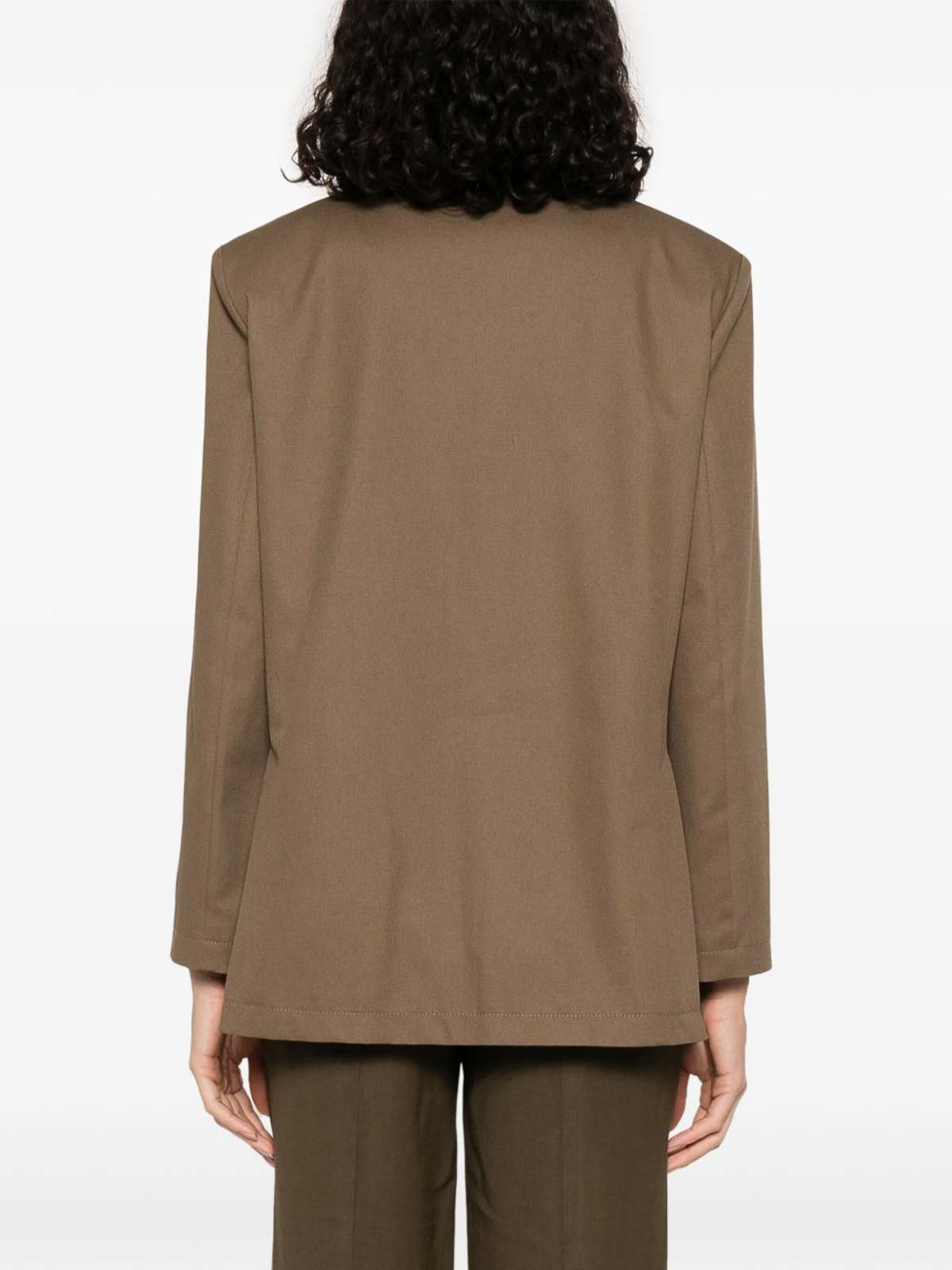 Emporio Armani Notch Lapel Single-breasted Coat With Rear Vents In Brown