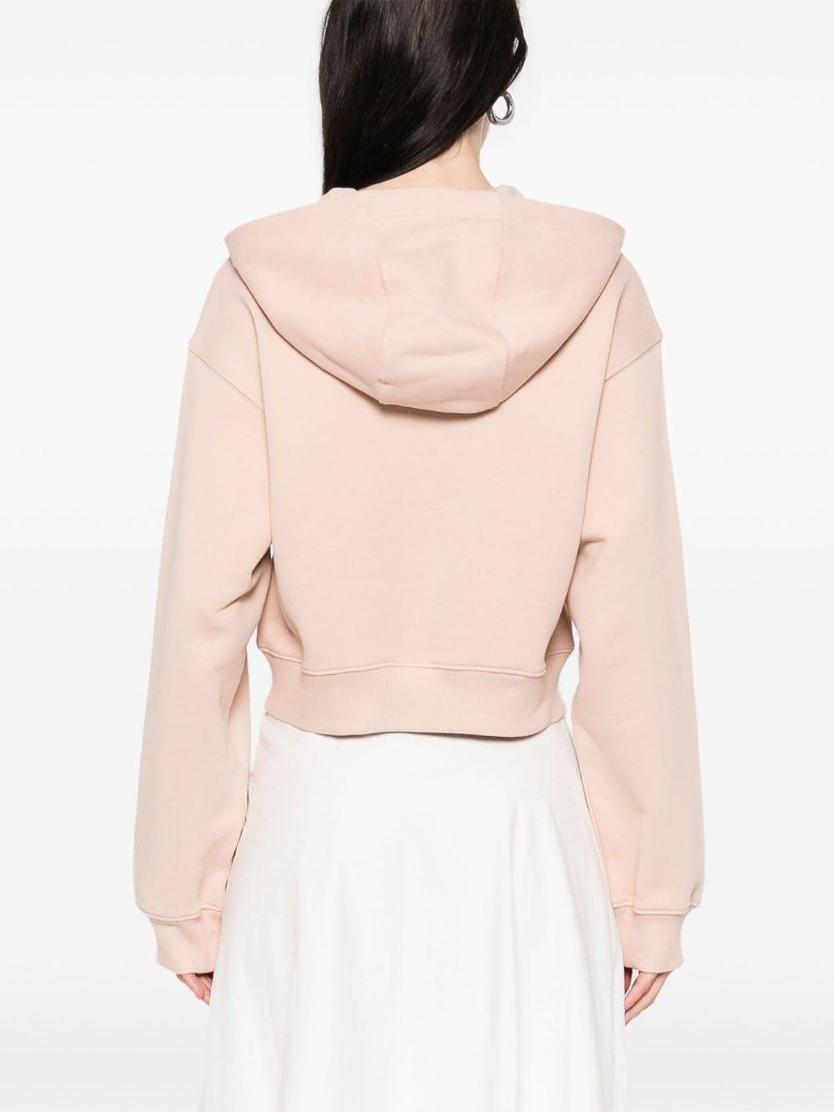Emporio Armani Cotton Drop Shoulder Zippered Hoodie In Pink