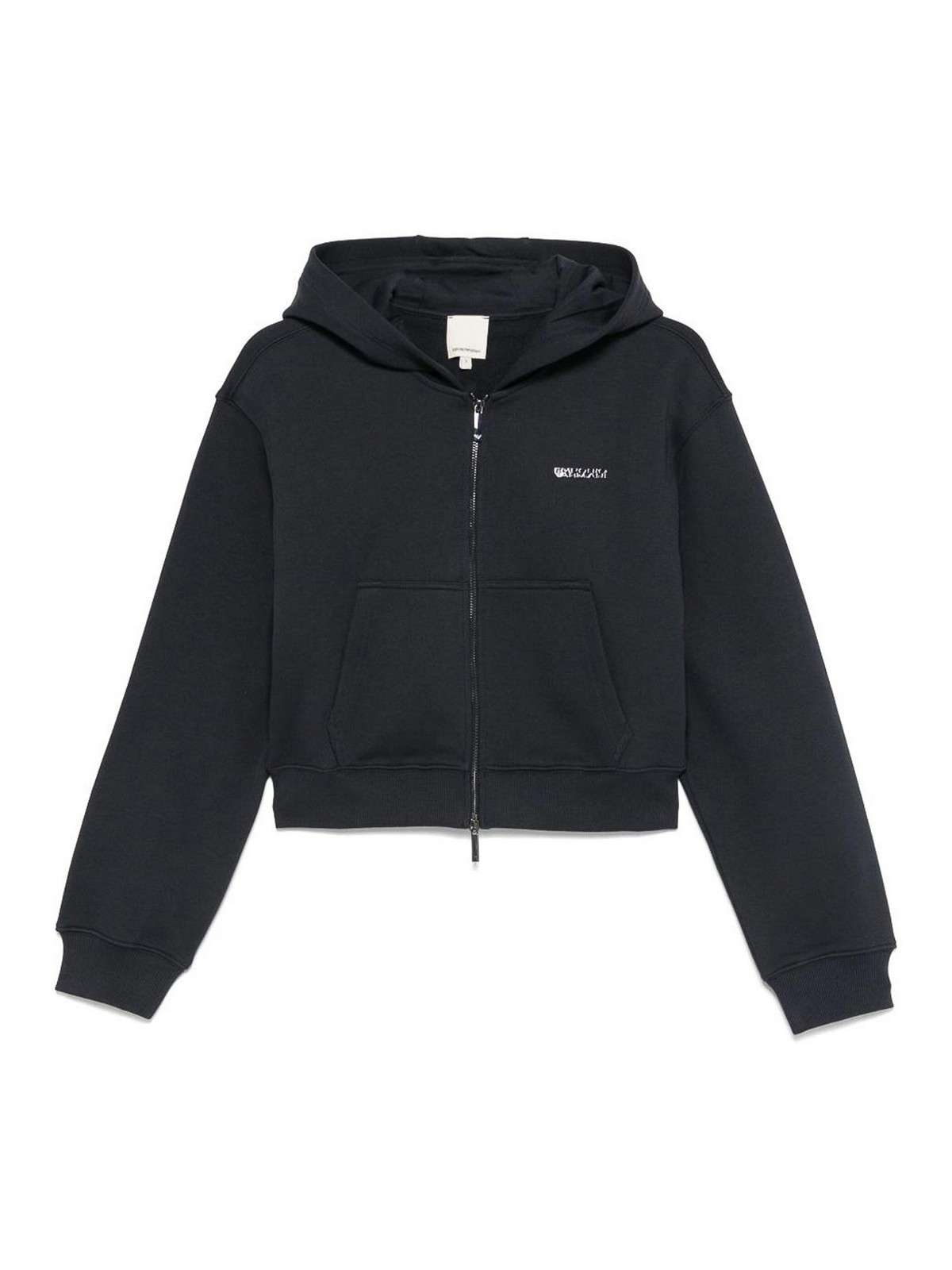 Emporio Armani Cotton Zipped Hoodie In Blue