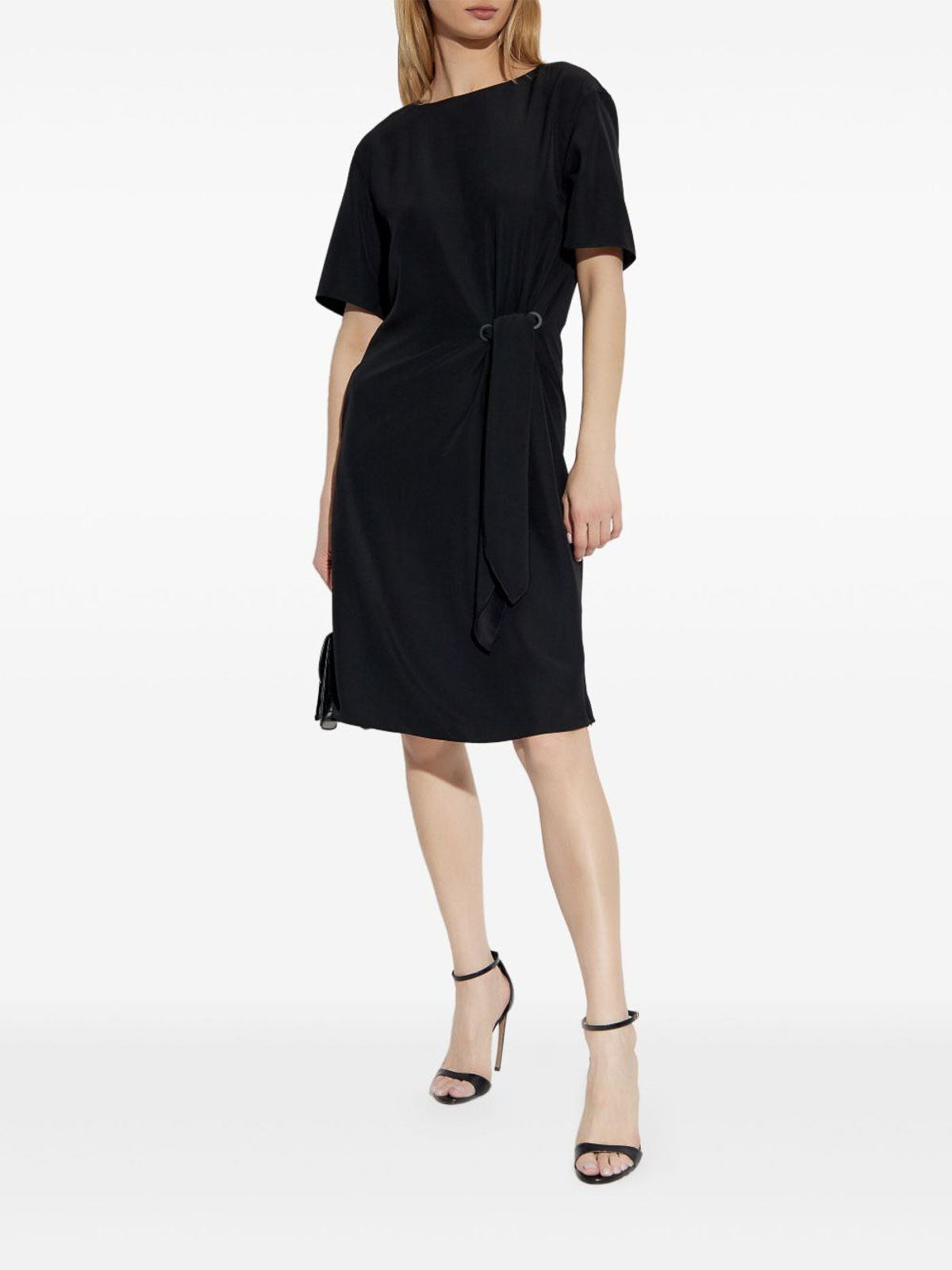 Emporio Armani Women's Midi Dress With Waist Knot In Black