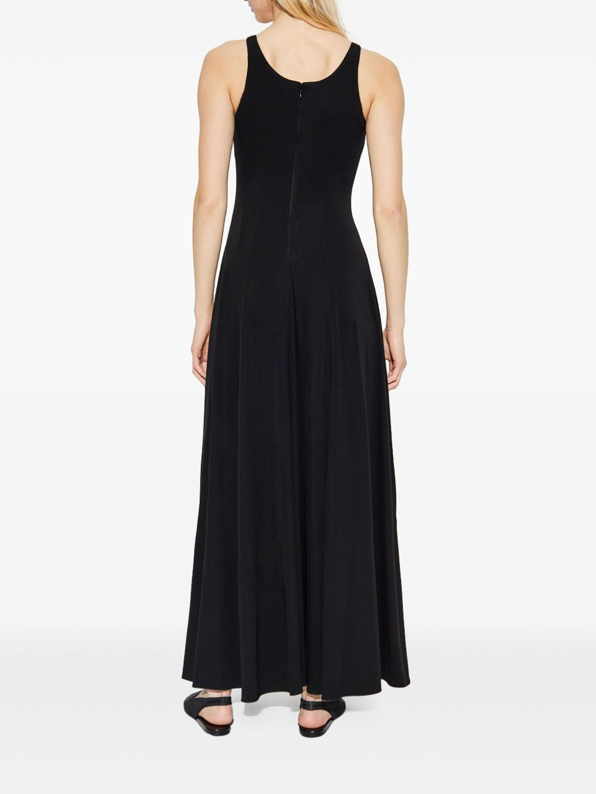 Emporio Armani Long Dress With Flared Hem And Scoop Back In Black