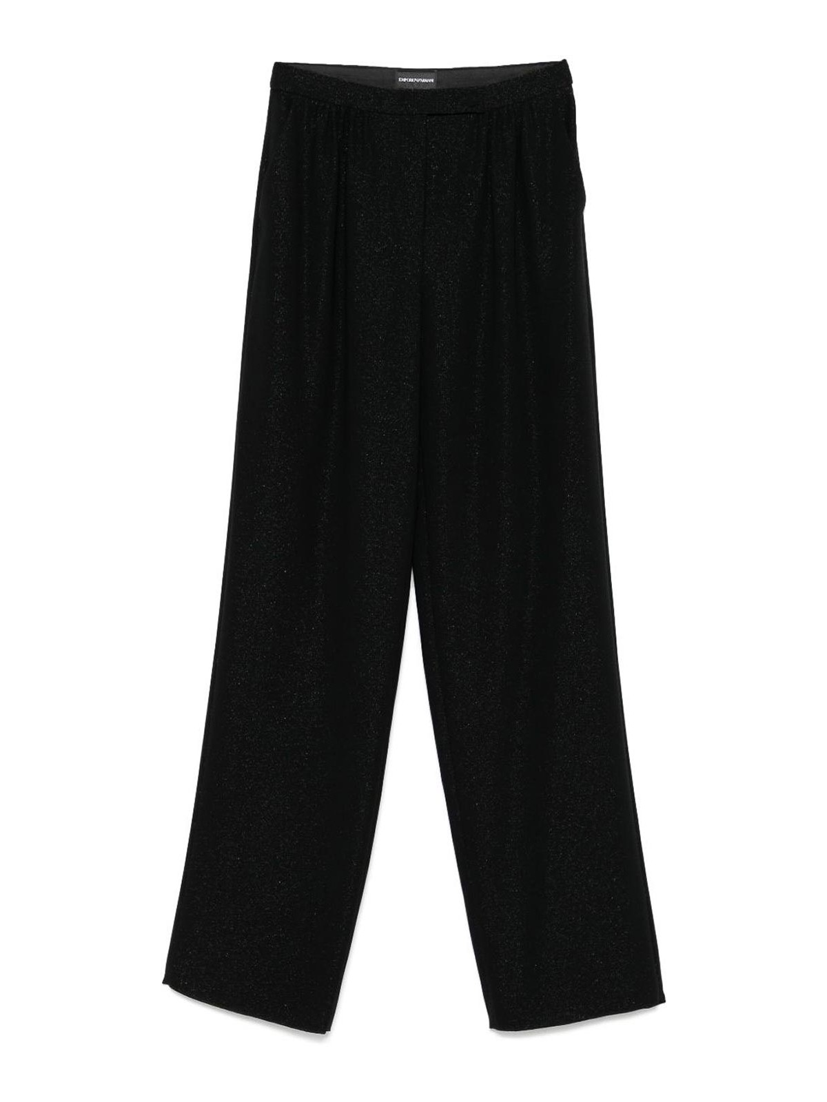 Emporio Armani Shimmery Wide Leg Trousers In Black