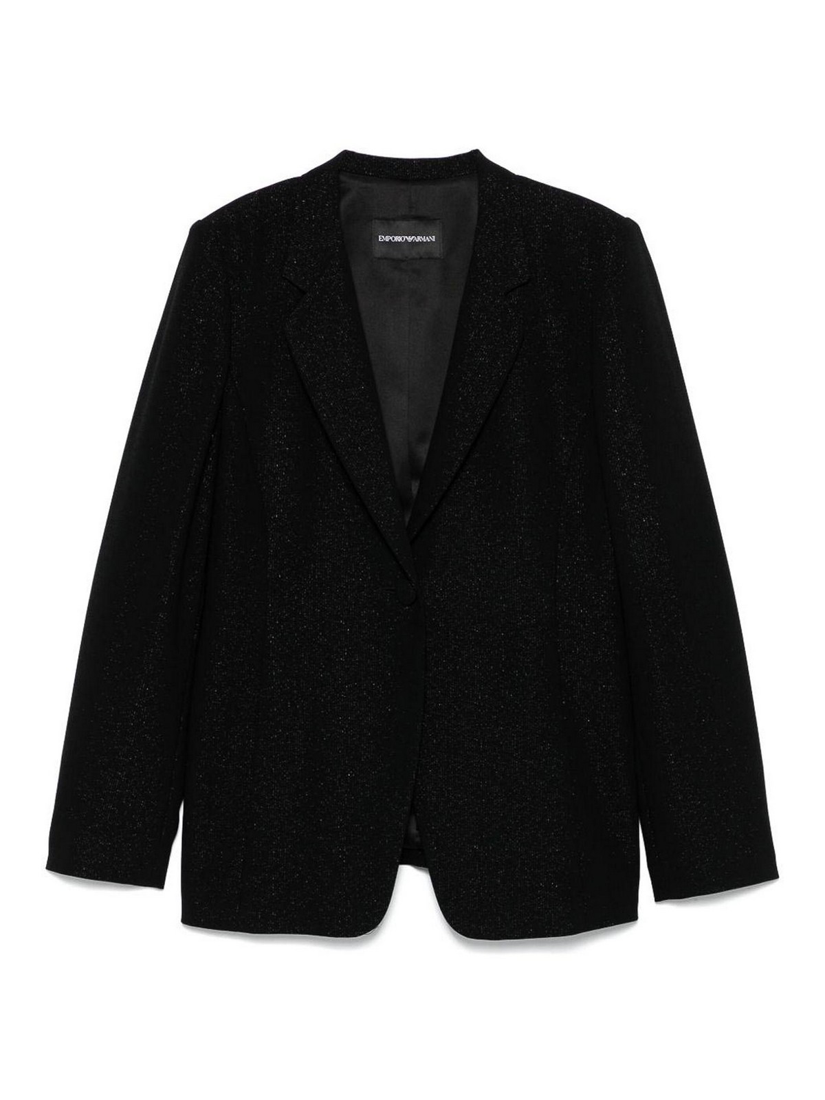 Emporio Armani Single-breasted Blazer Jacket Glitter Finish In Black