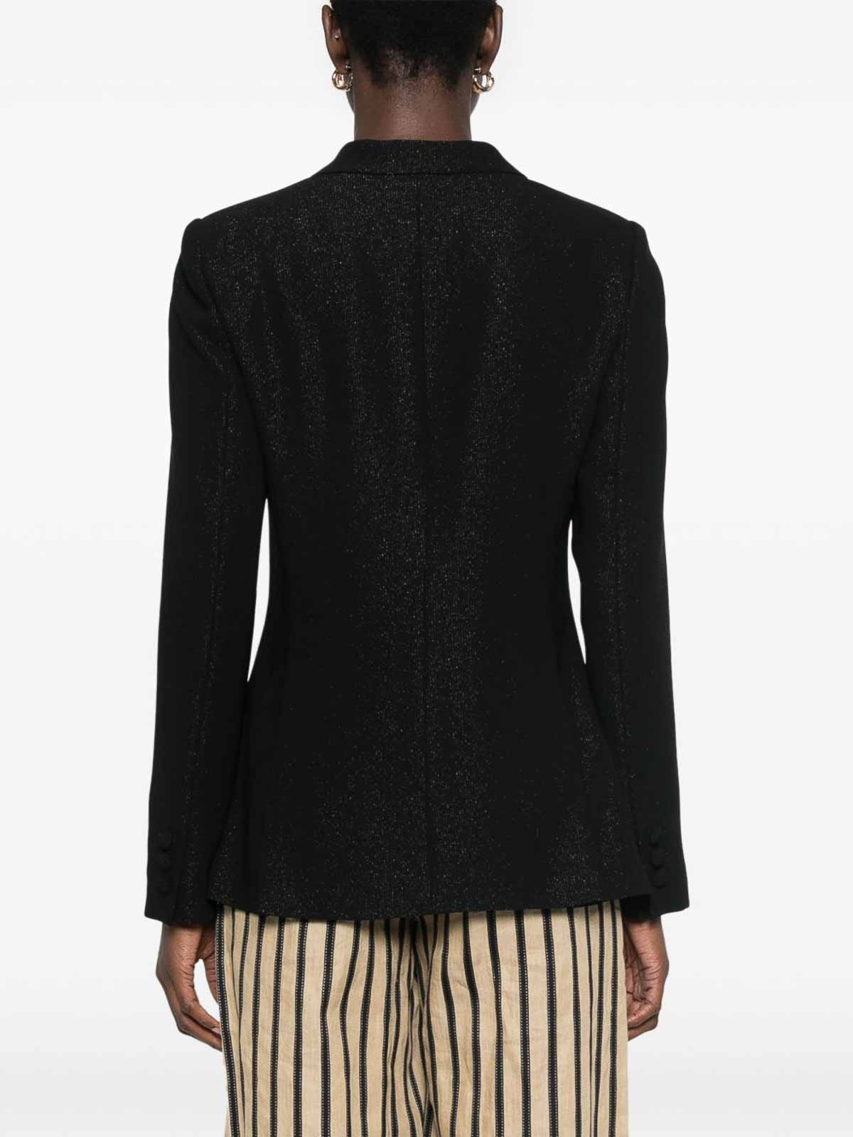 Emporio Armani Single-breasted Blazer Jacket Glitter Finish In Black