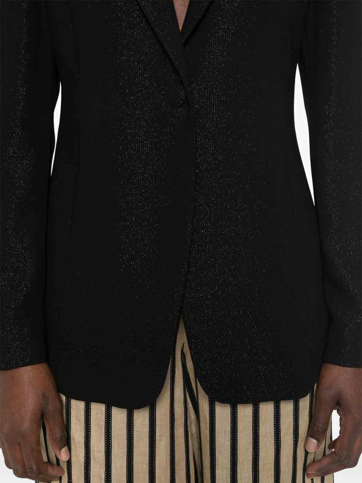 Emporio Armani Single-breasted Blazer Jacket Glitter Finish In Black