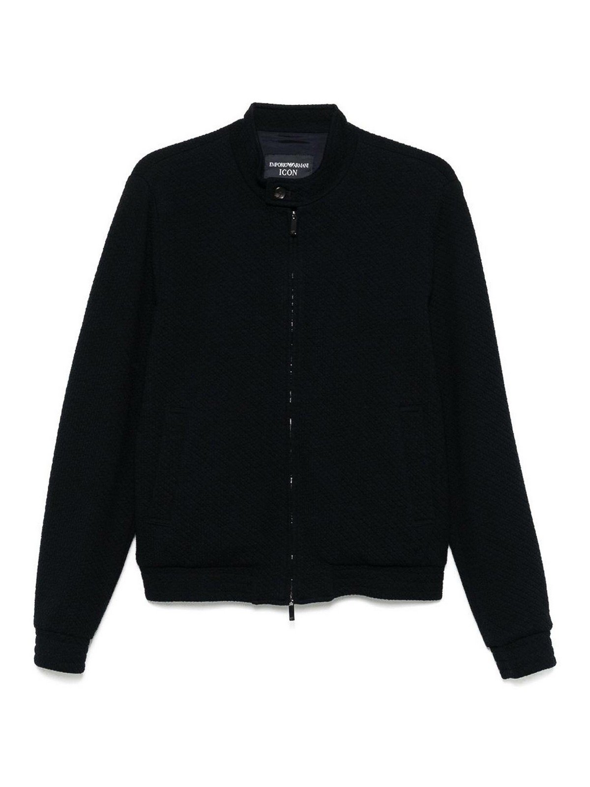 Emporio Armani Wool Blend Blouson Jacket In Black