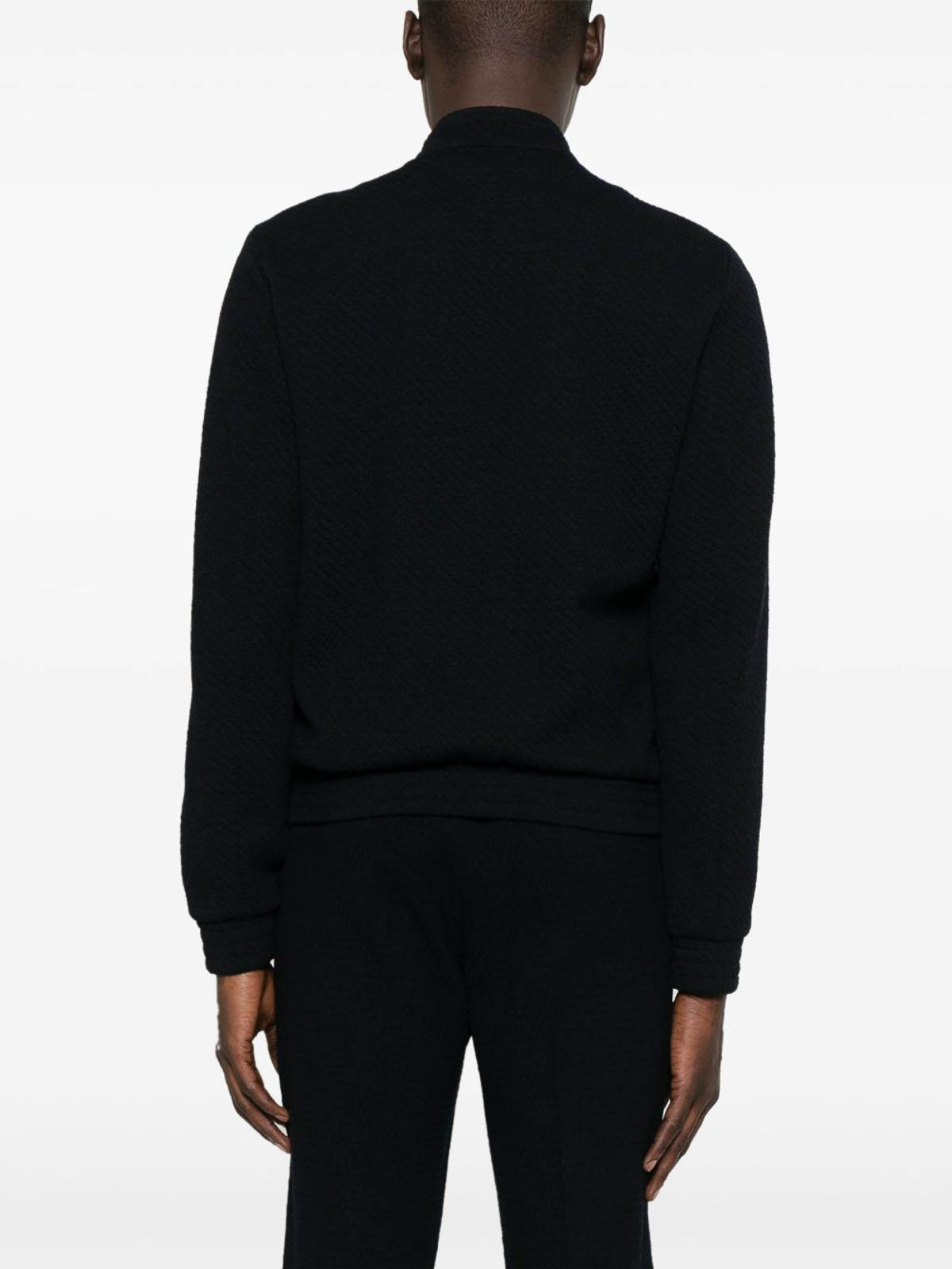 Emporio Armani Wool Blend Blouson Jacket In Black