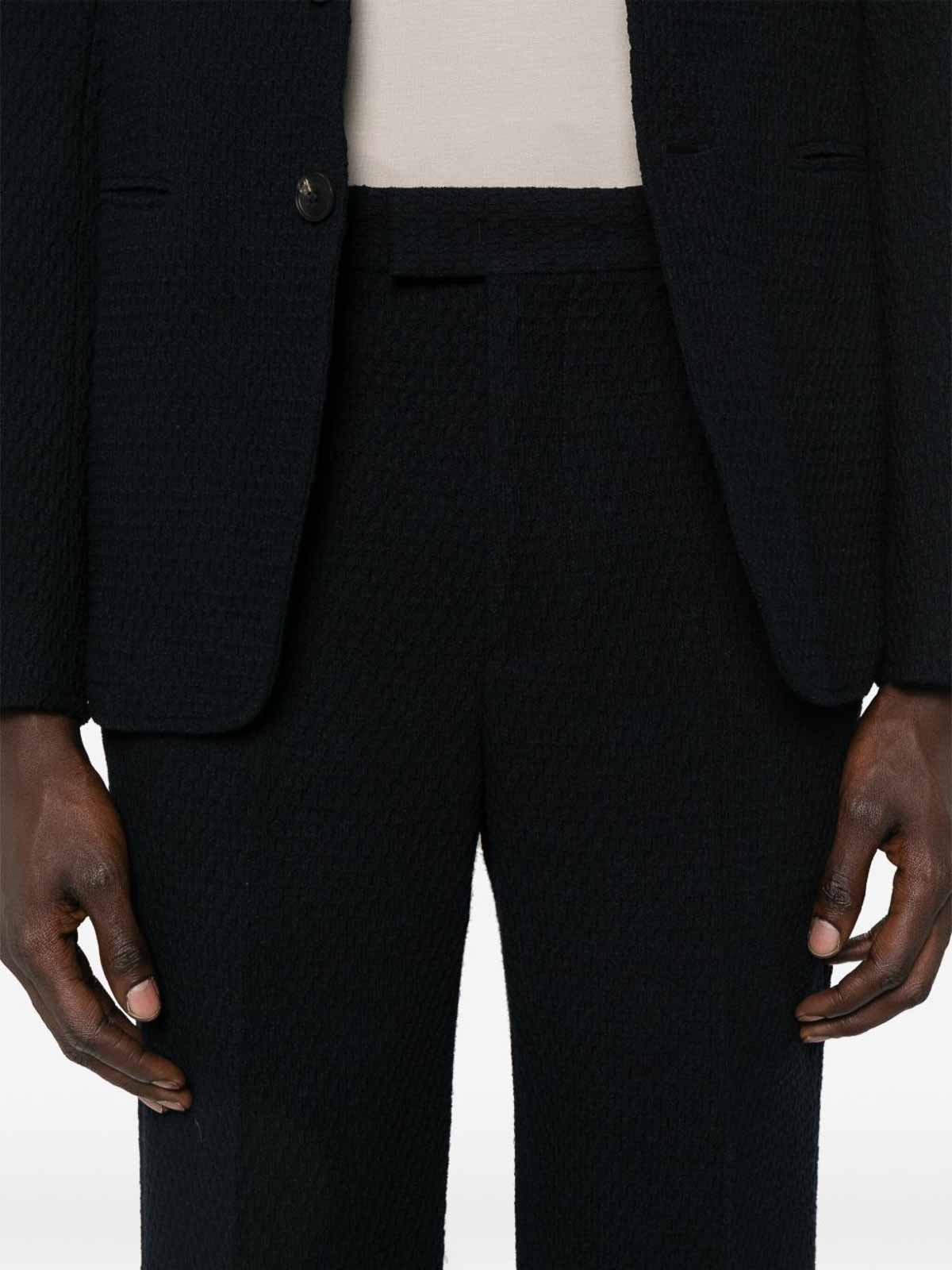 Emporio Armani Wool Trousers In Blue
