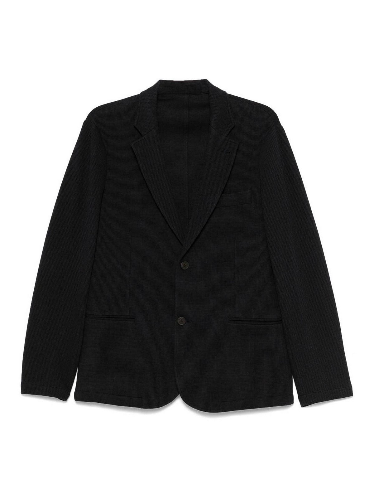 Emporio Armani Navy Blue Cotton Single-breasted Blazer In Blue