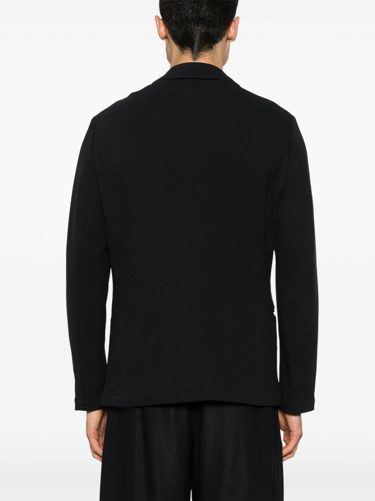 Emporio Armani Navy Blue Cotton Single-breasted Blazer In Blue