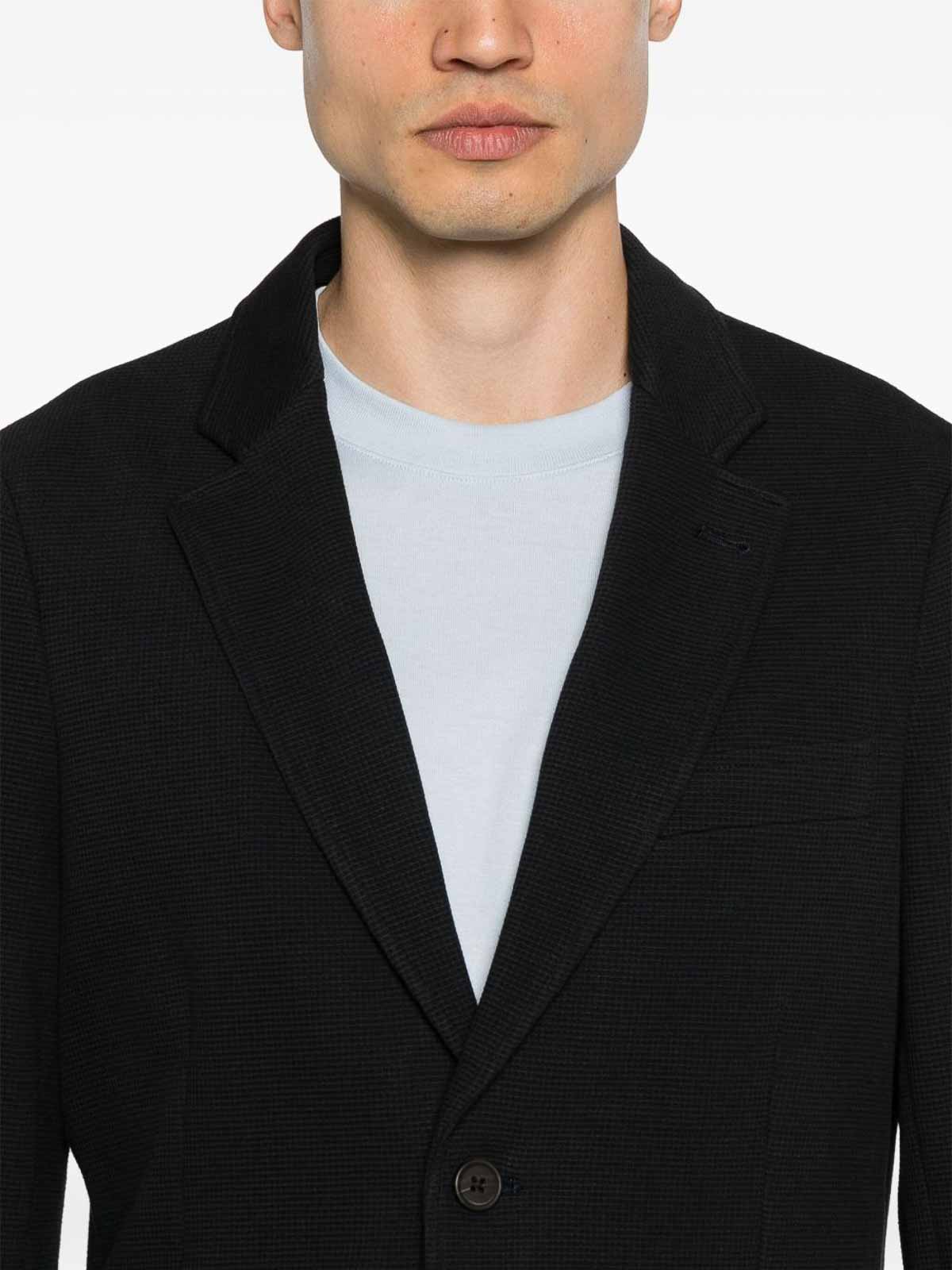 Emporio Armani Navy Blue Cotton Single-breasted Blazer In Blue