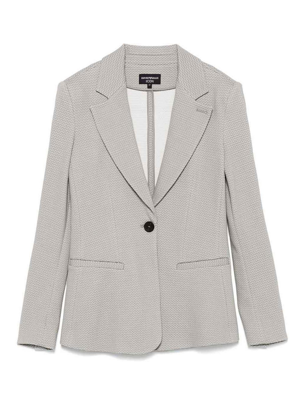 Emporio Armani Single-breasted Blazer With Flap Pockets In Gray