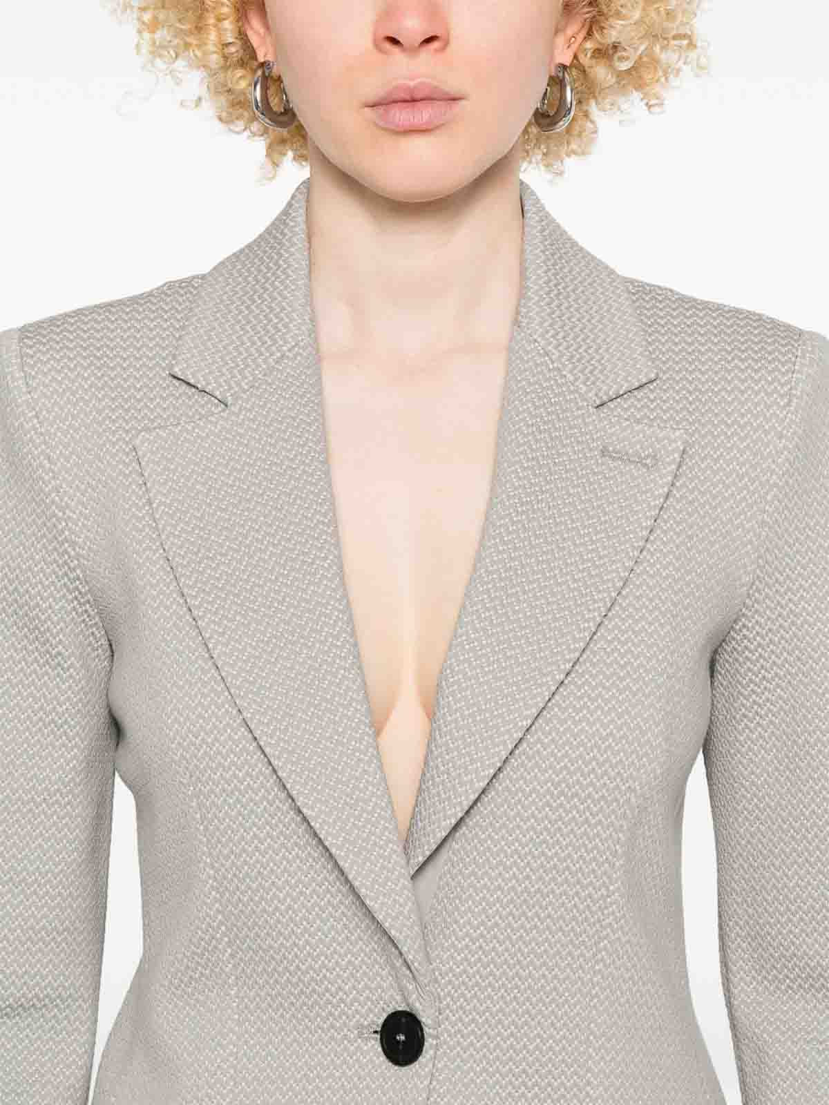 Emporio Armani Single-breasted Blazer With Flap Pockets In Gray