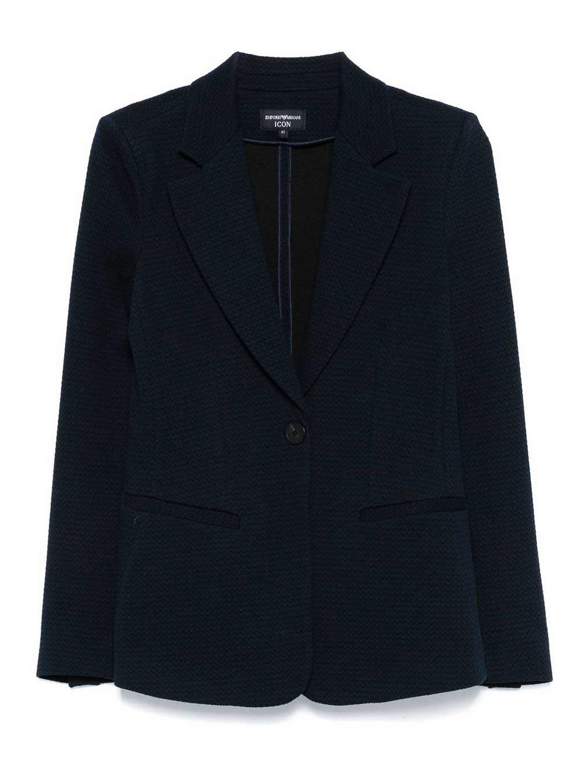 Emporio Armani Single-breasted Blazer Featuring Shoulder Pads In Black