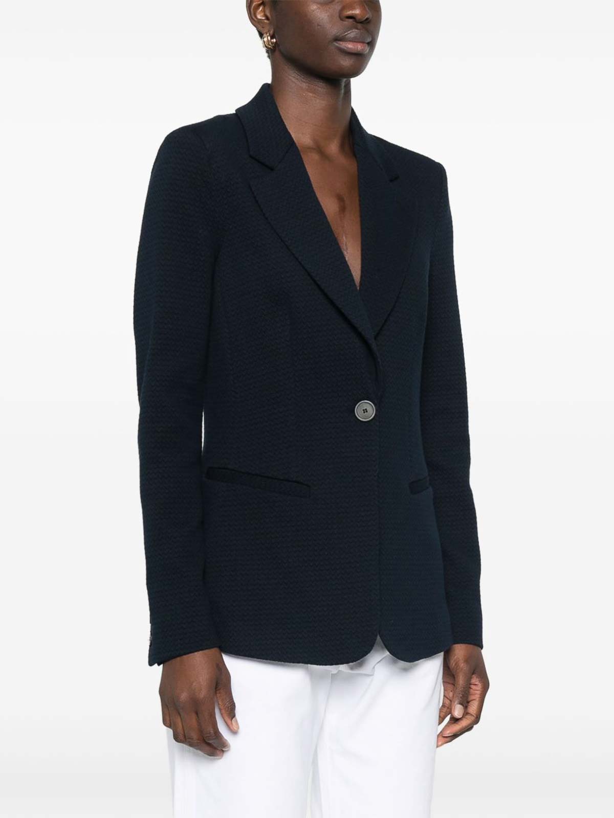 Emporio Armani Single-breasted Blazer Featuring Shoulder Pads In Black