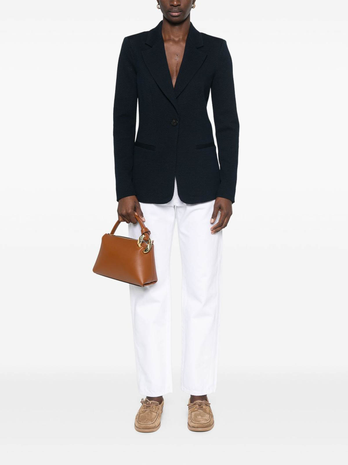 Emporio Armani Single-breasted Blazer Featuring Shoulder Pads In Black