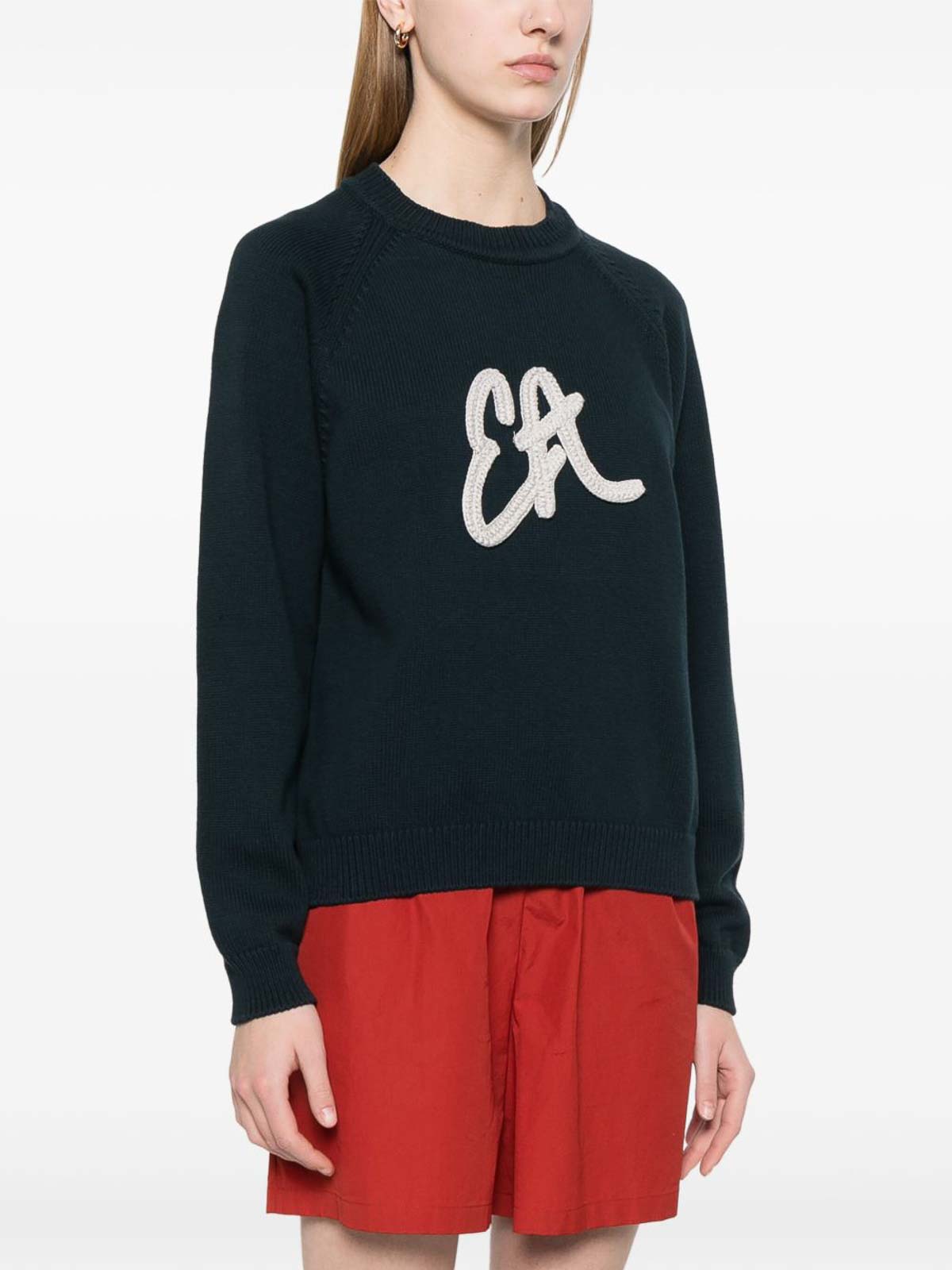 Emporio Armani Women's Sweater With Maxi Ea Icon Logo In Blue