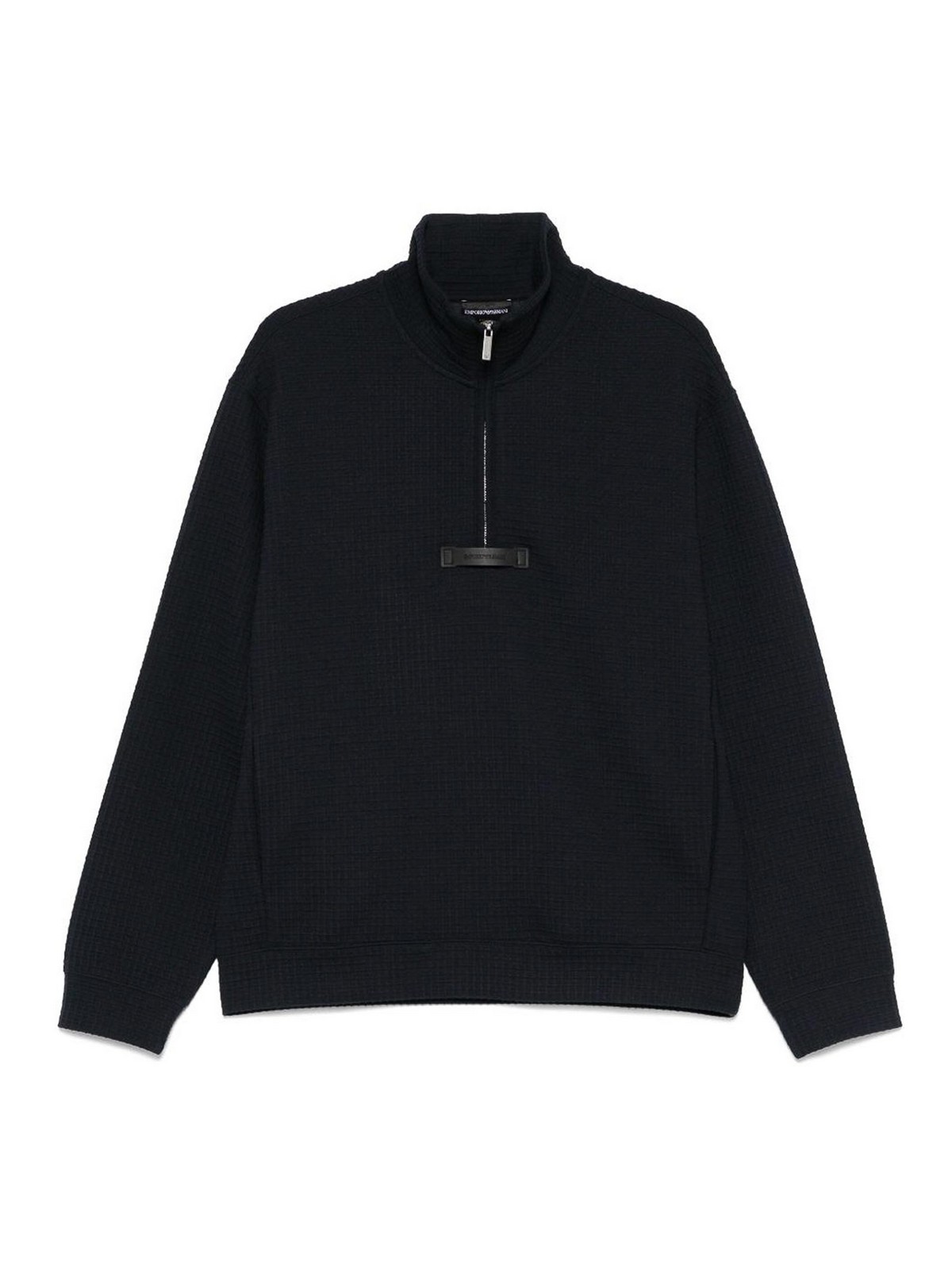 Emporio Armani Textured Sweatshirt In Blue