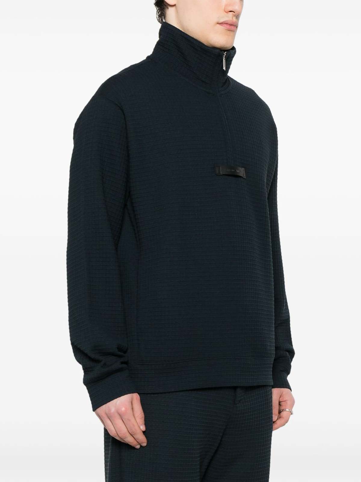 Emporio Armani Textured Sweatshirt In Blue