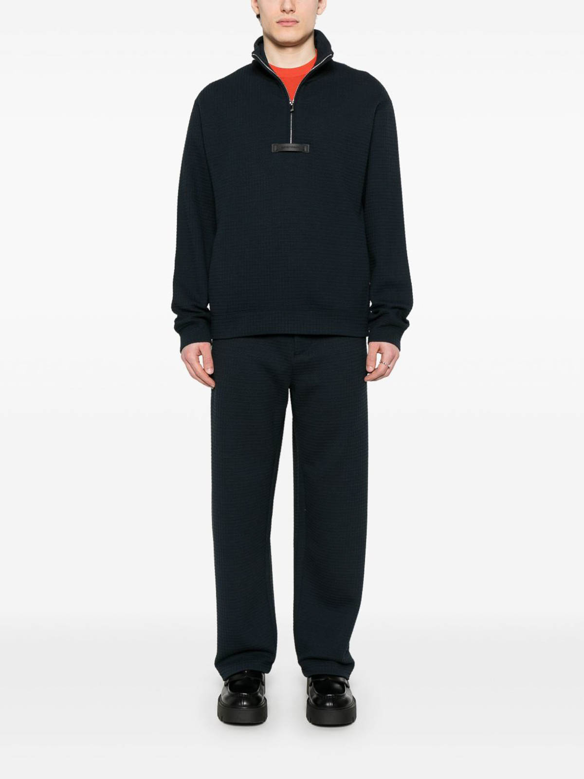 Emporio Armani Textured Sweatshirt In Blue