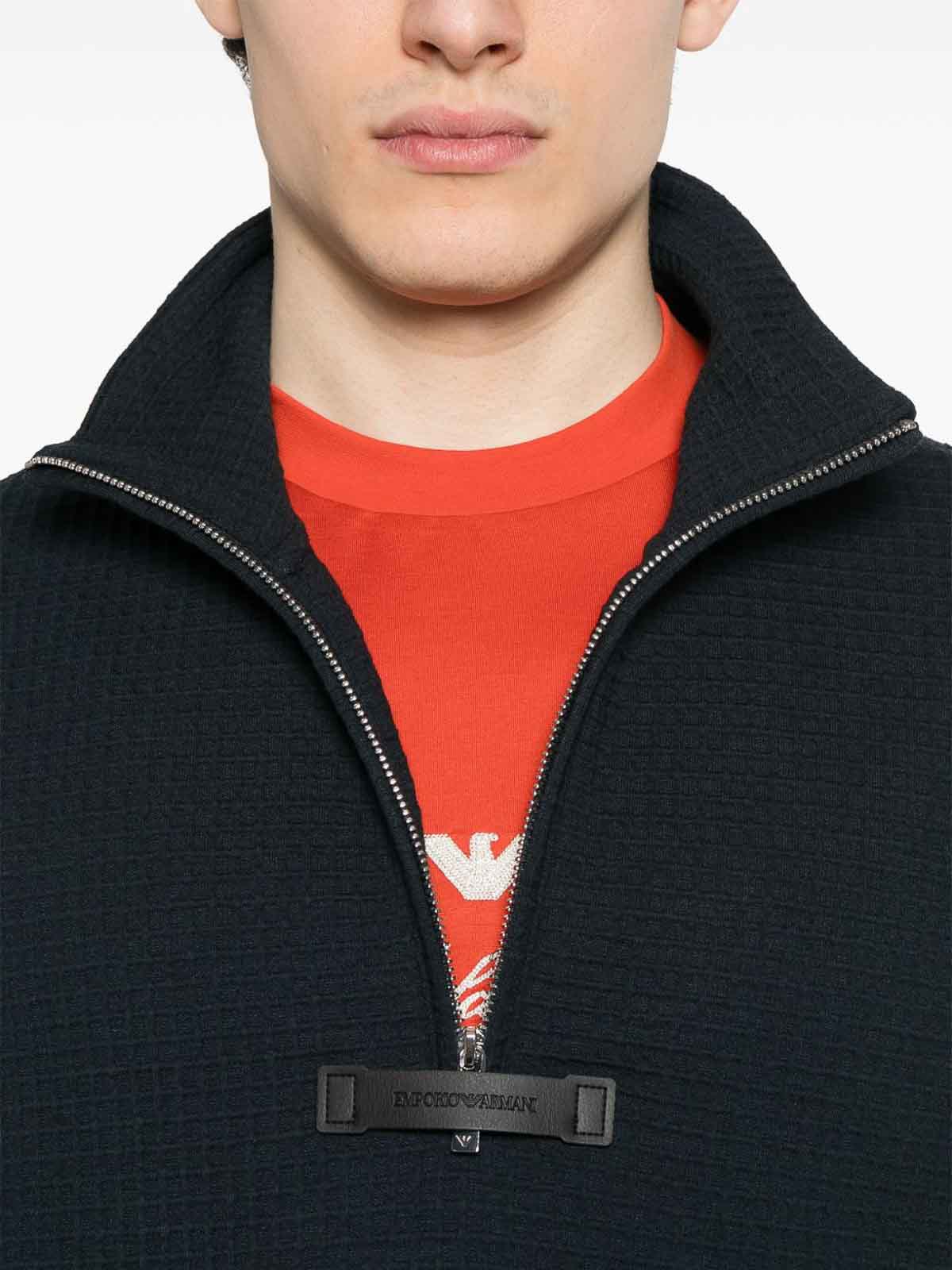 Emporio Armani Textured Sweatshirt In Blue